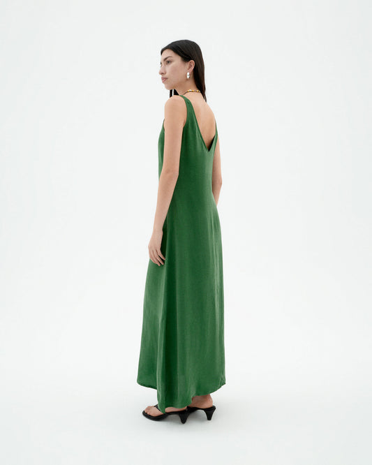 Vestido verde cupro Sade sostenible-2