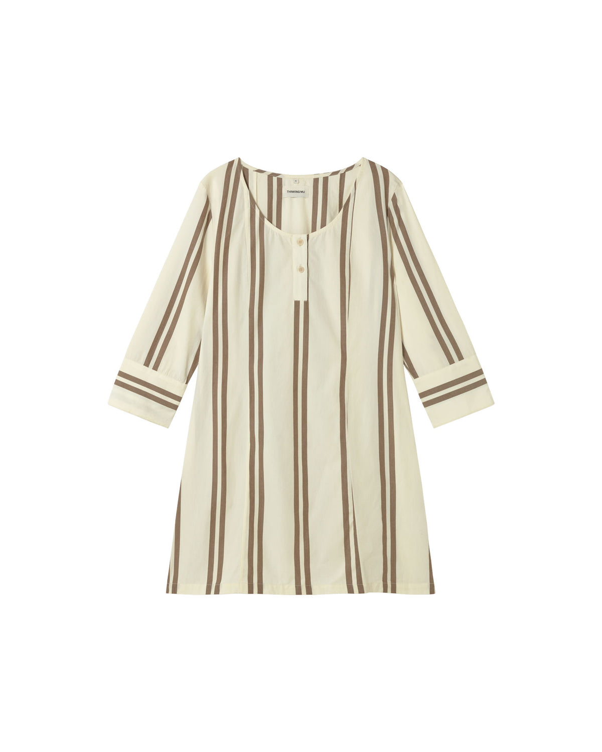Vestido rayas marrón Maria sostenible - silueta 1