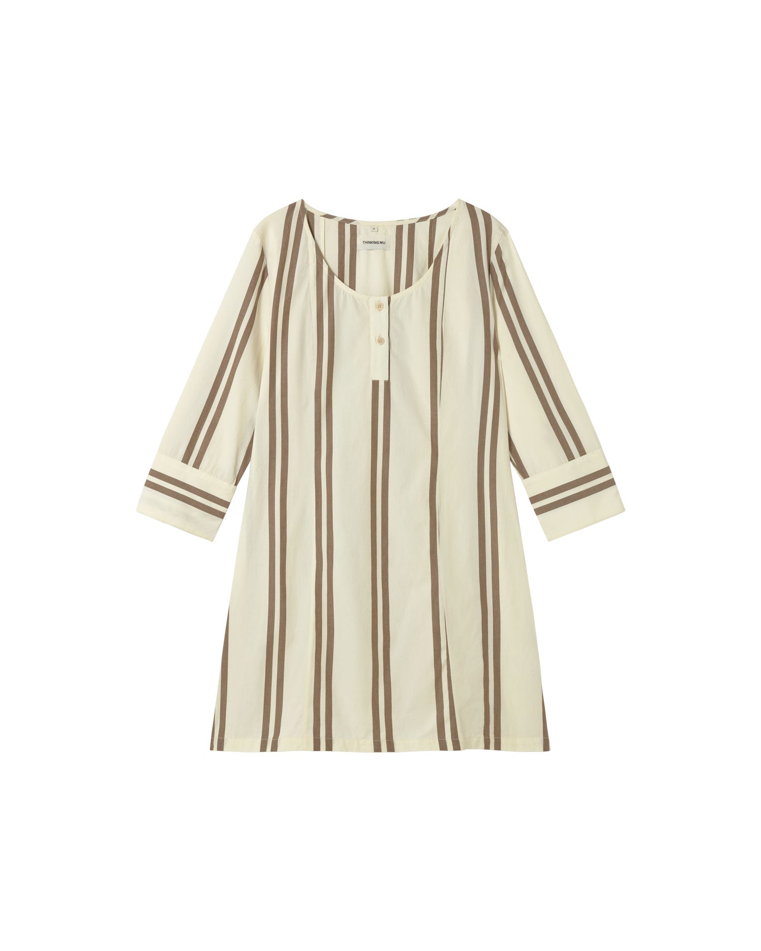Vestido rayas marrón Maria sostenible - silueta 1