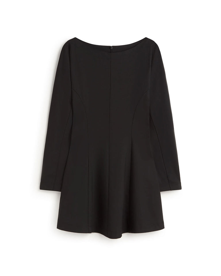 Vestido corto lana fina negro Arianne sostenible silueta - 1