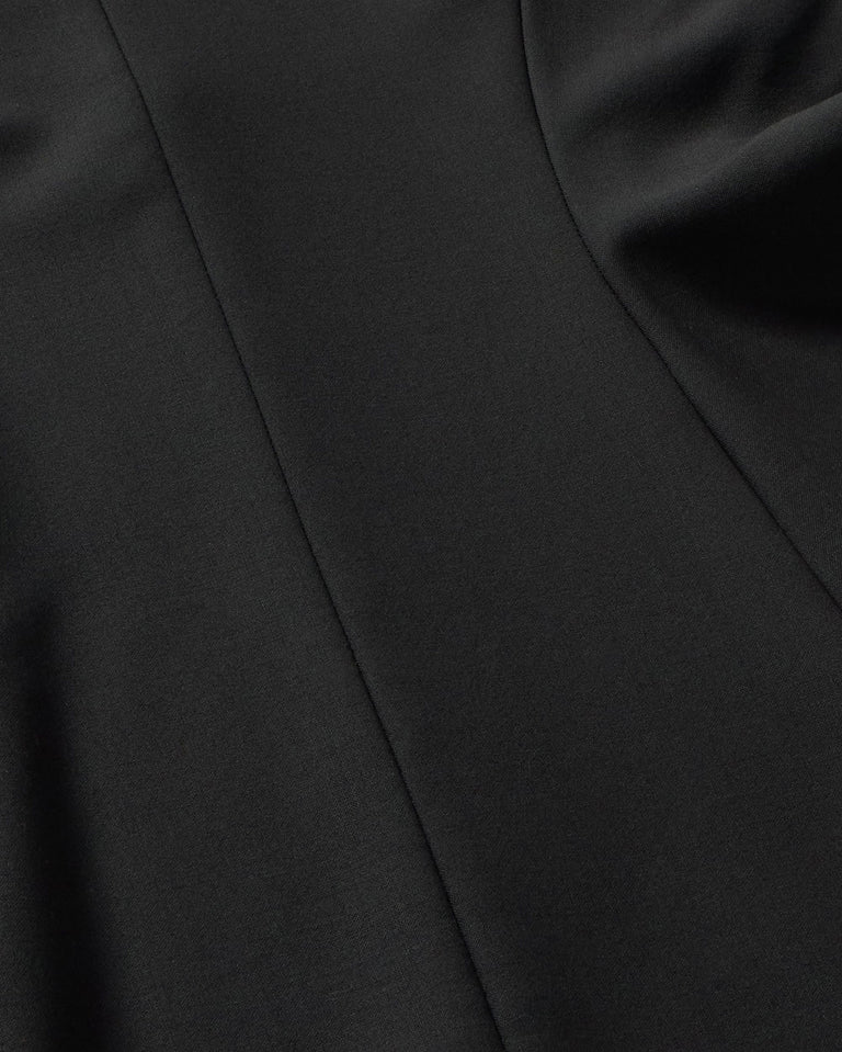 Vestido corto lana fina negro Arianne sostenible silueta - 2