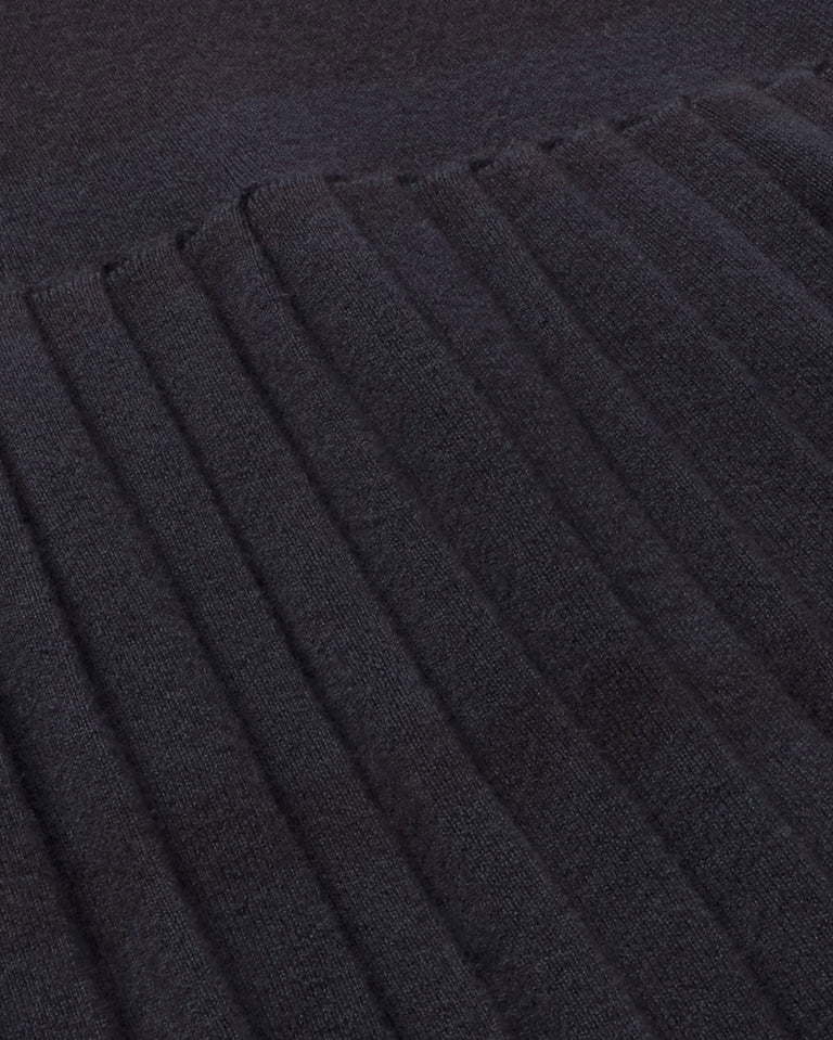 Vestido corto merino rayas navy Tashi sostenible silueta - 2