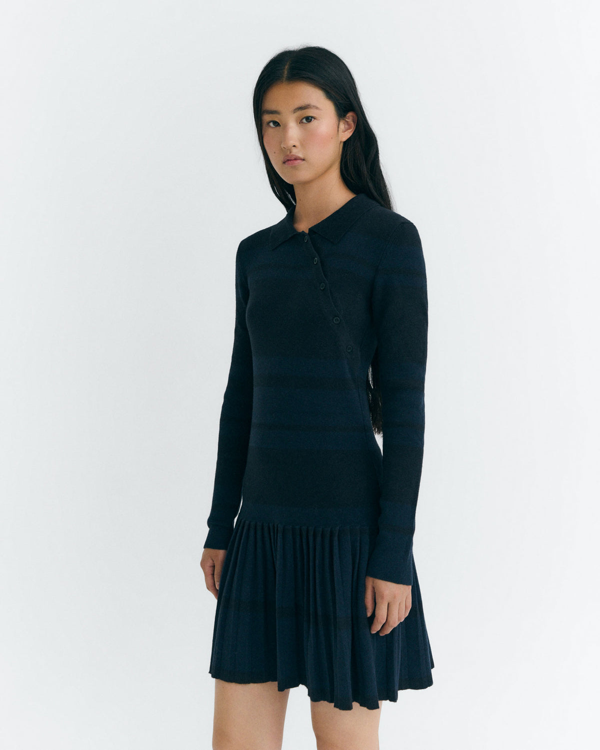 Vestido corto merino rayas navy Tashi sostenible - 3