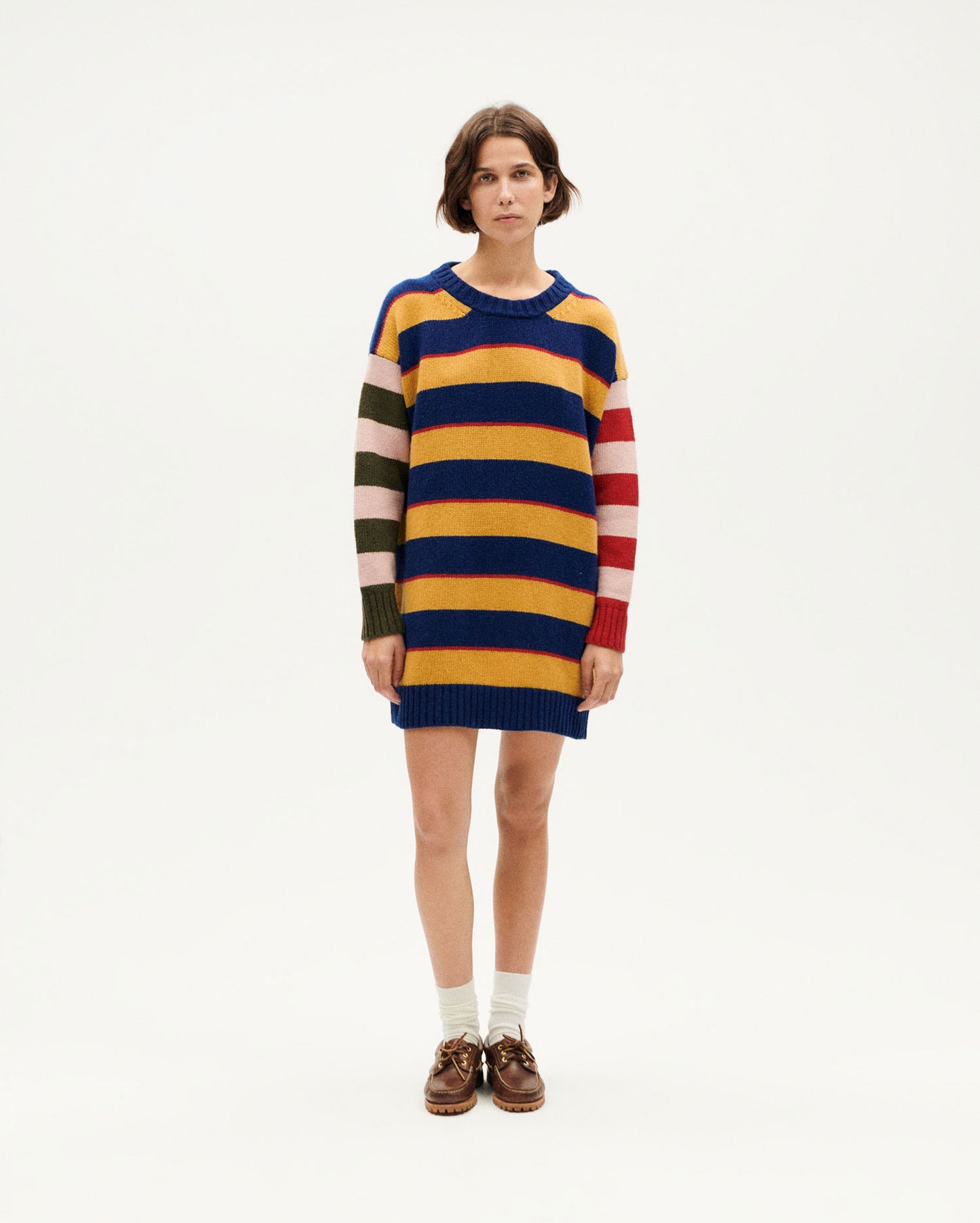 Kurzes gestreiftes Wolle Kleid Otilia