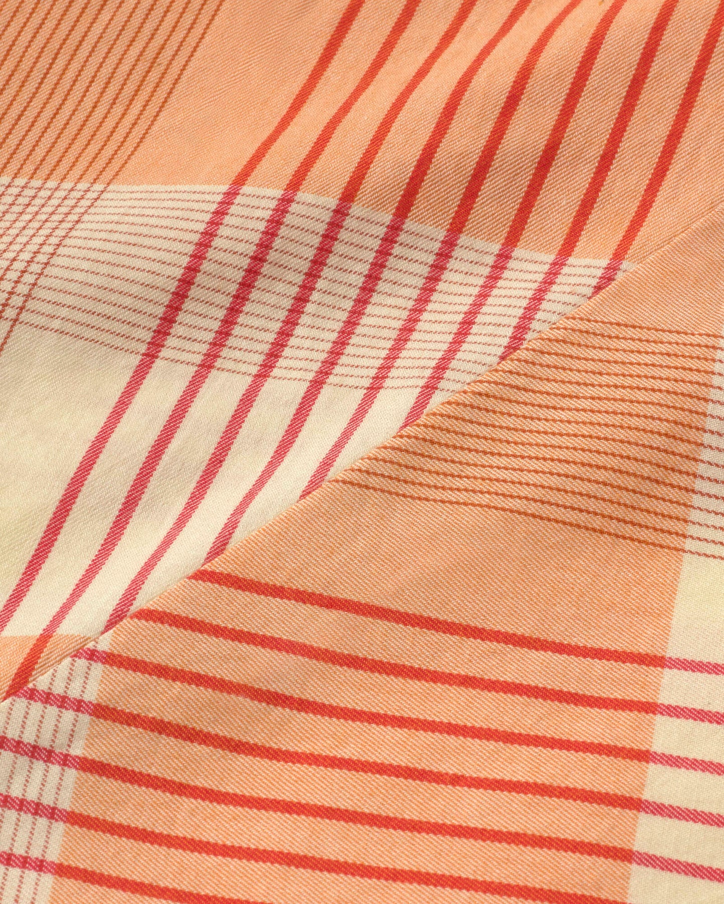 Vestido largo cuadros naranja Helia sostenible silueta - 2