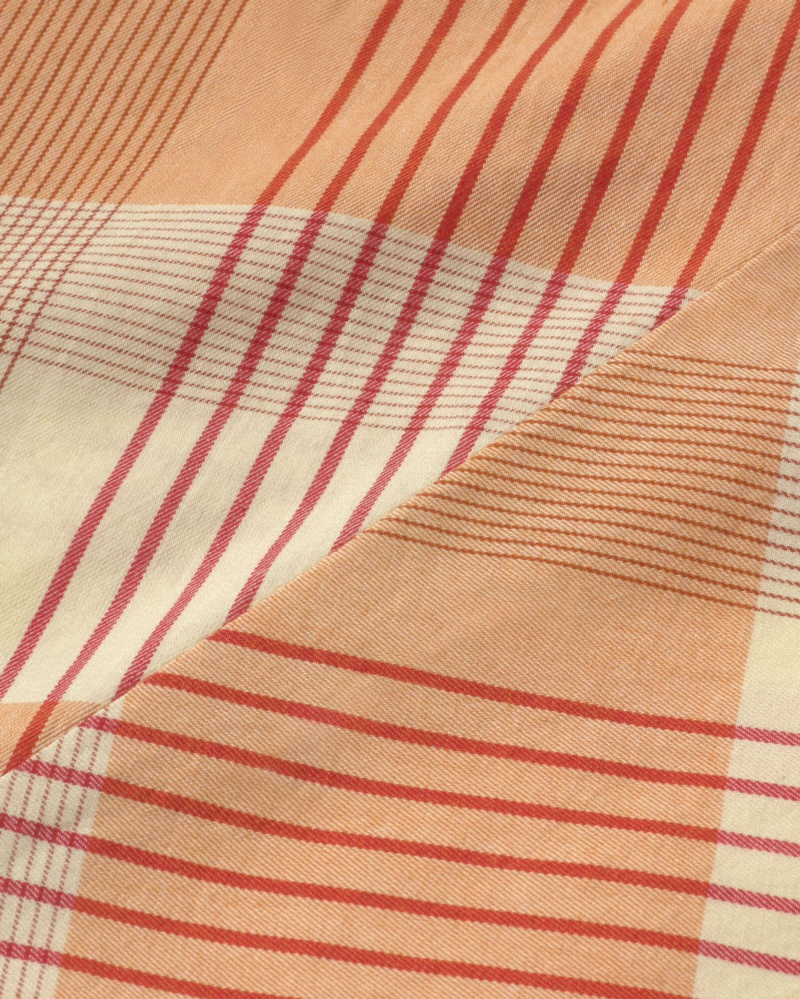 Vestido largo cuadros naranja Helia sostenible silueta - 2