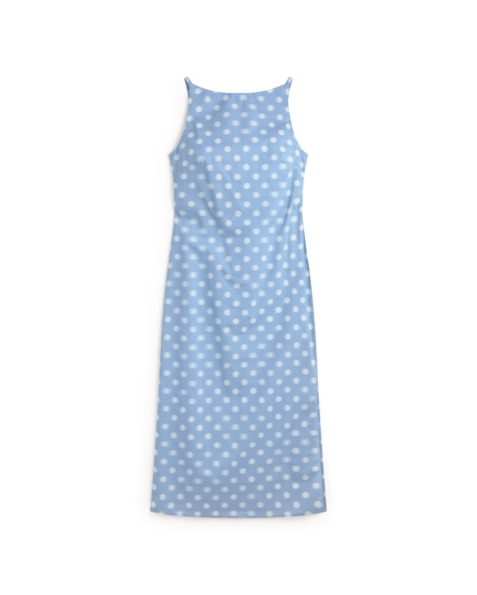 Women's Long Polka Dots Dress Blue Sunniva | Thinking Mu Women's Long Polka Dots Dress Blue Sunniva | Thinking Mu