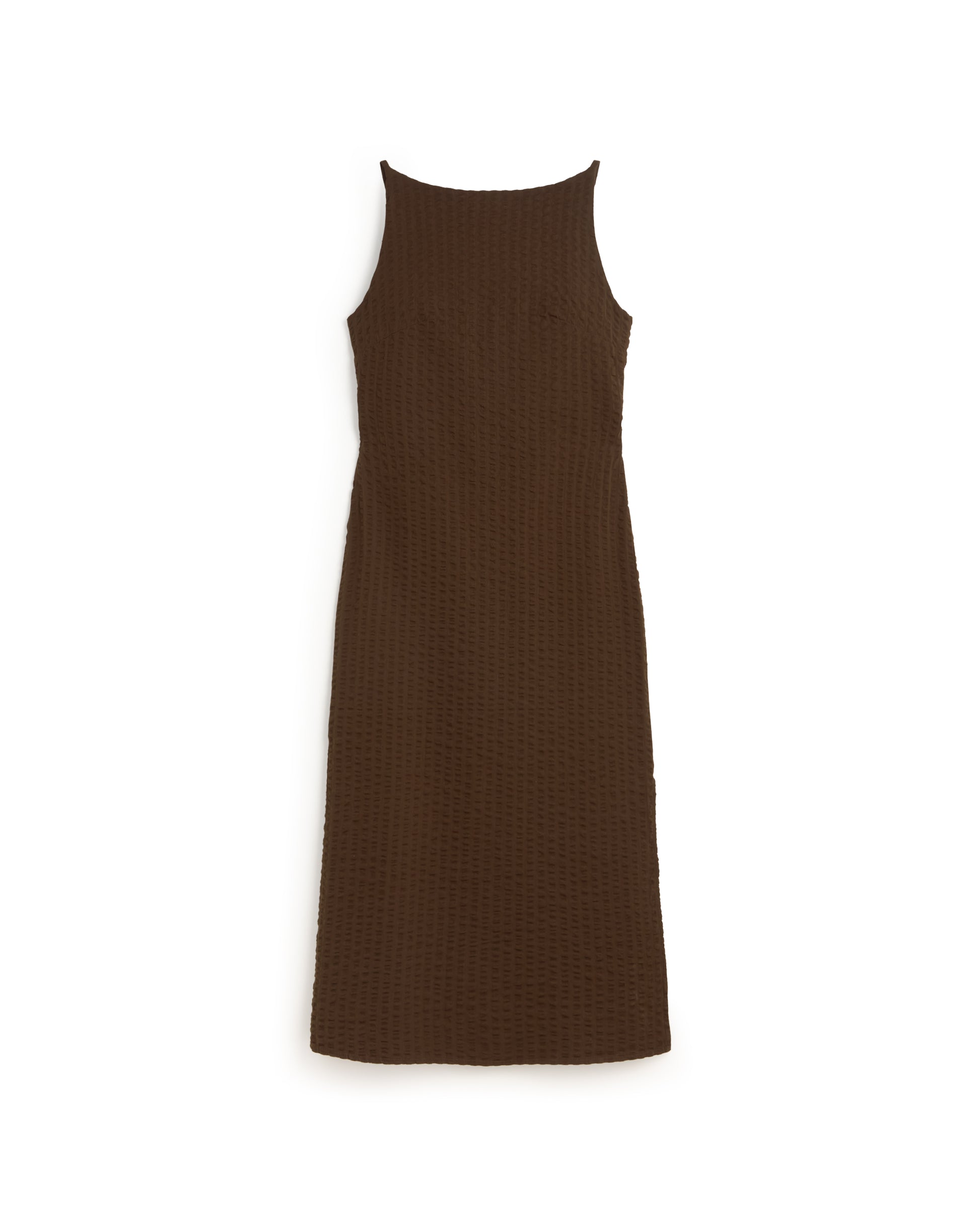 brown seersucker dress Marine Layer Darcy Seersucker Maxi Dress Mocha Stripe / L