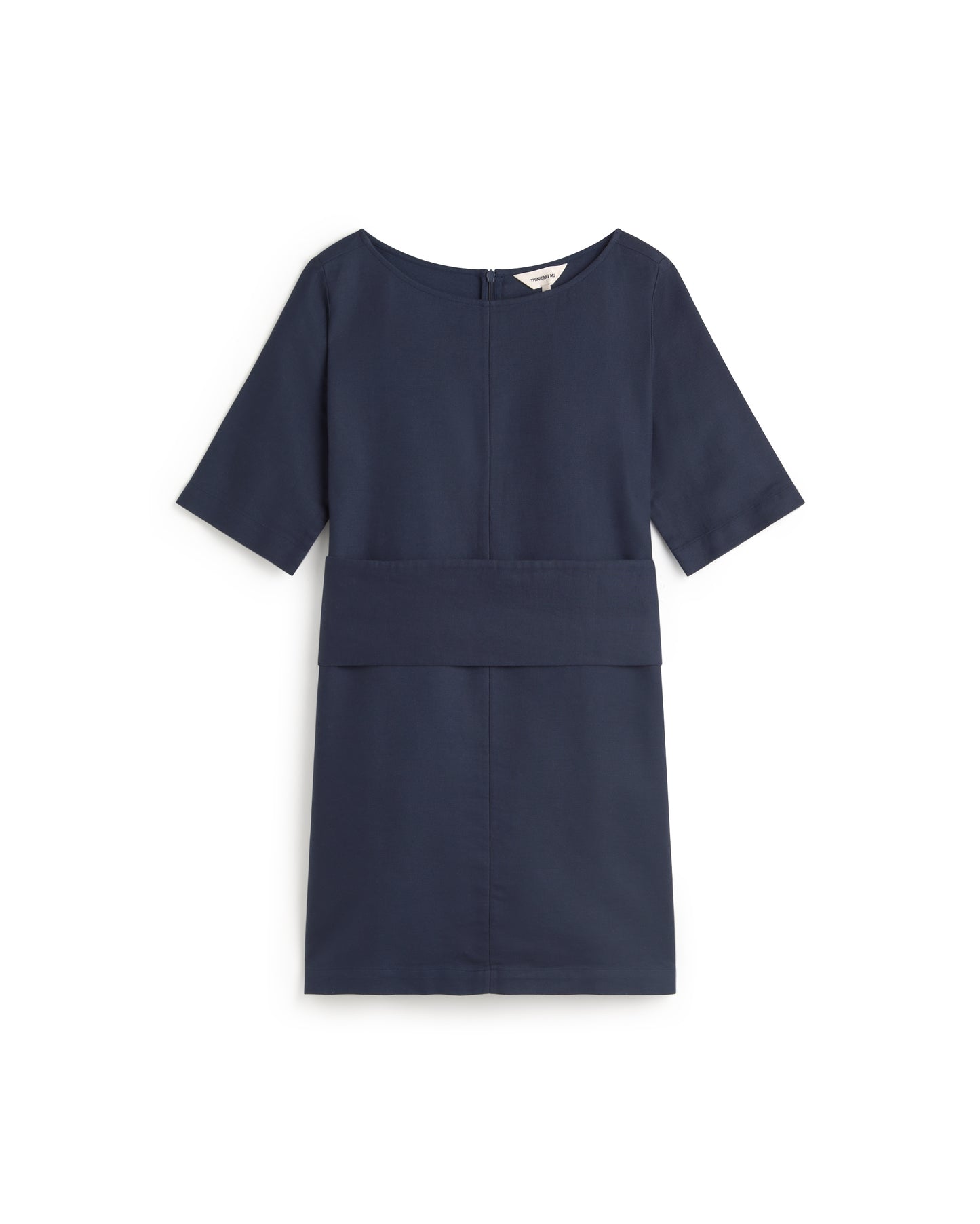 Vestido corto navy hemp Kieran sostenible silueta - 1