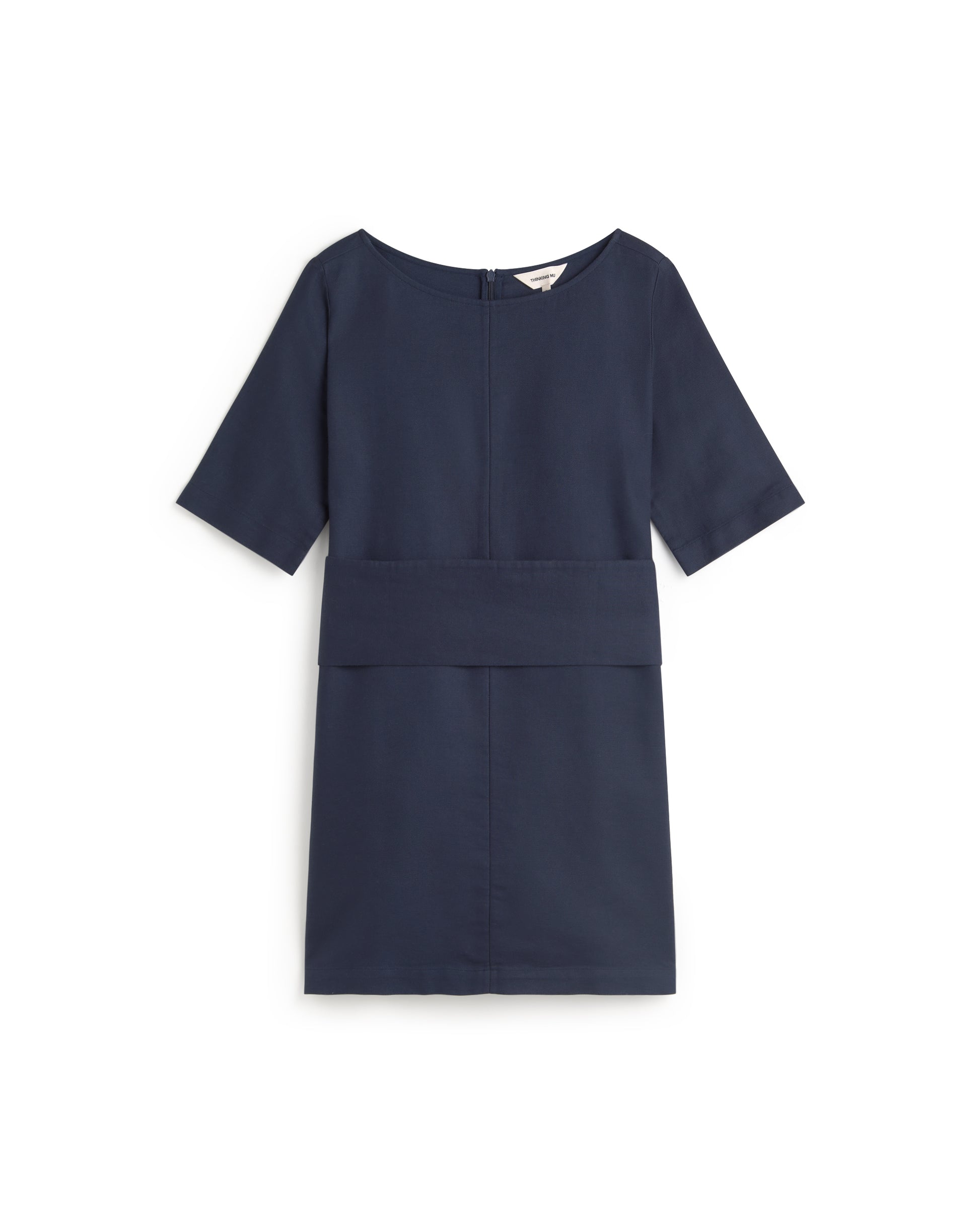 Vestido corto navy hemp Kieran sostenible silueta - 1