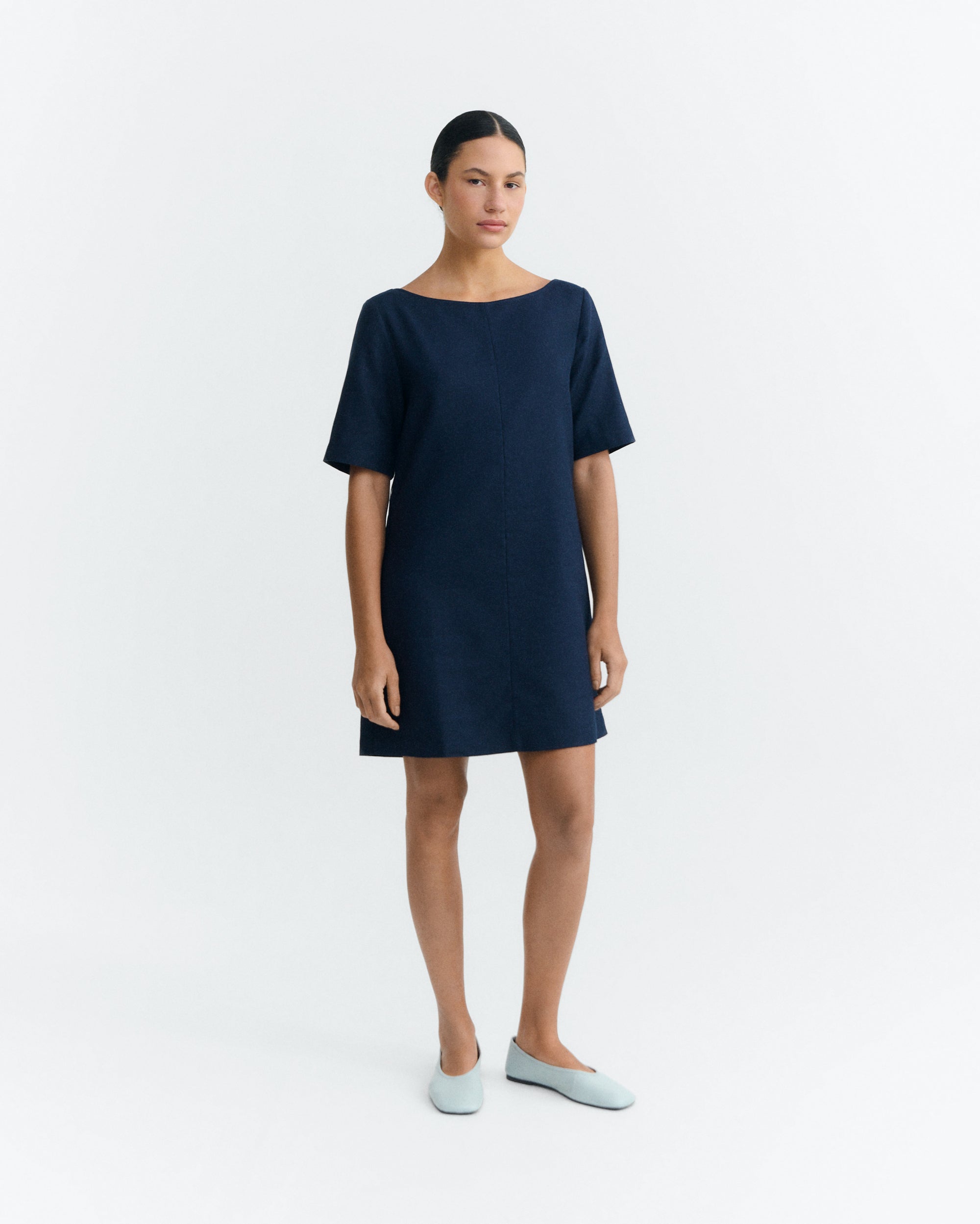 Vestido corto navy hemp Kieran sostenible - 1