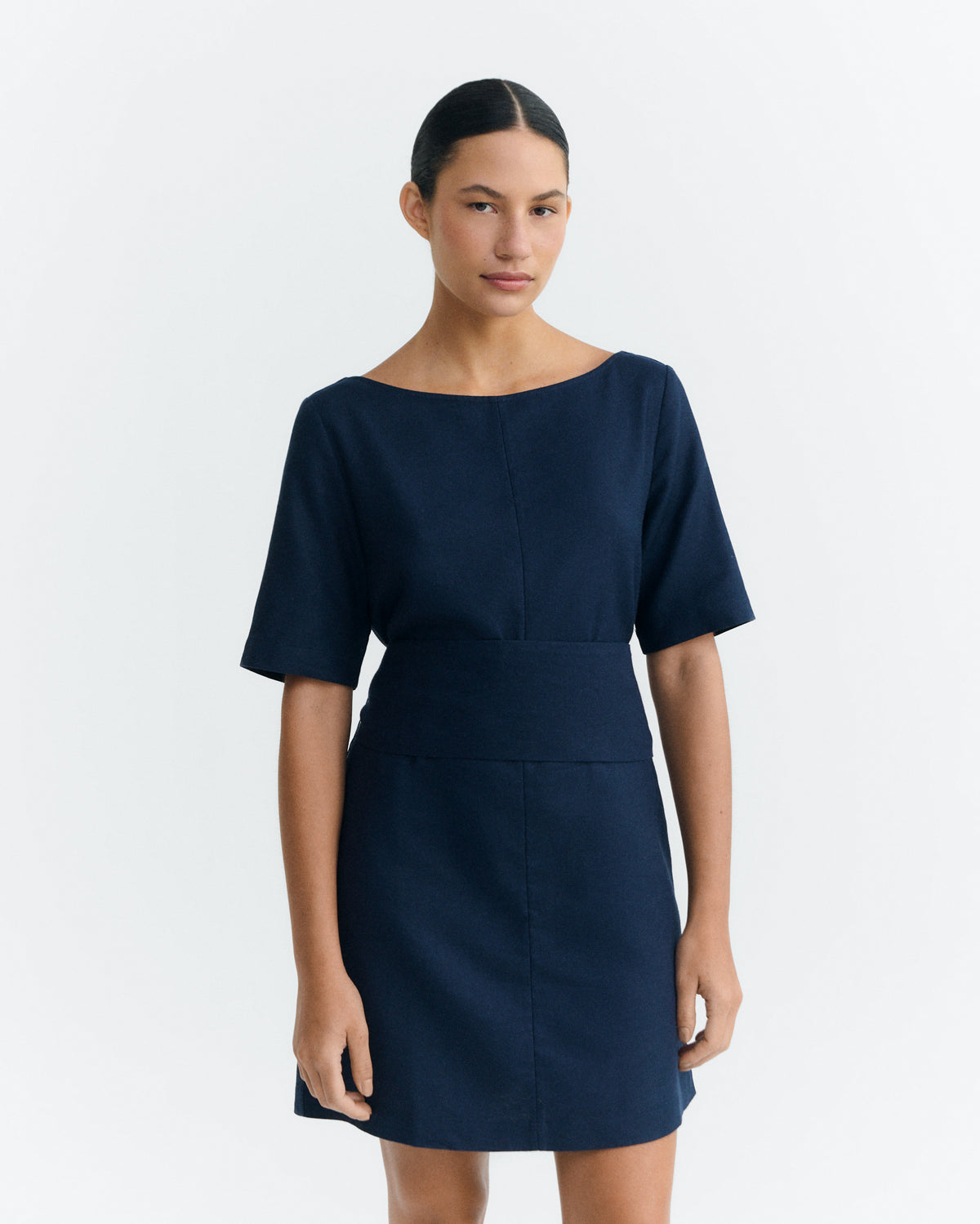 Vestido corto navy hemp Kieran sostenible - 3