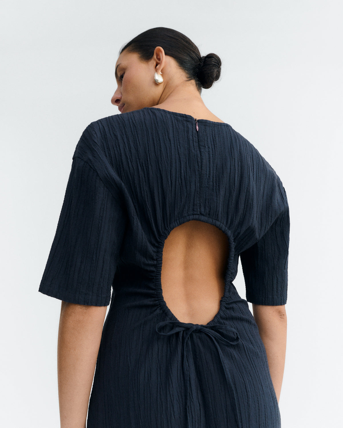 Vestido largo popcorn abertura espalda Kina sostenible - 5