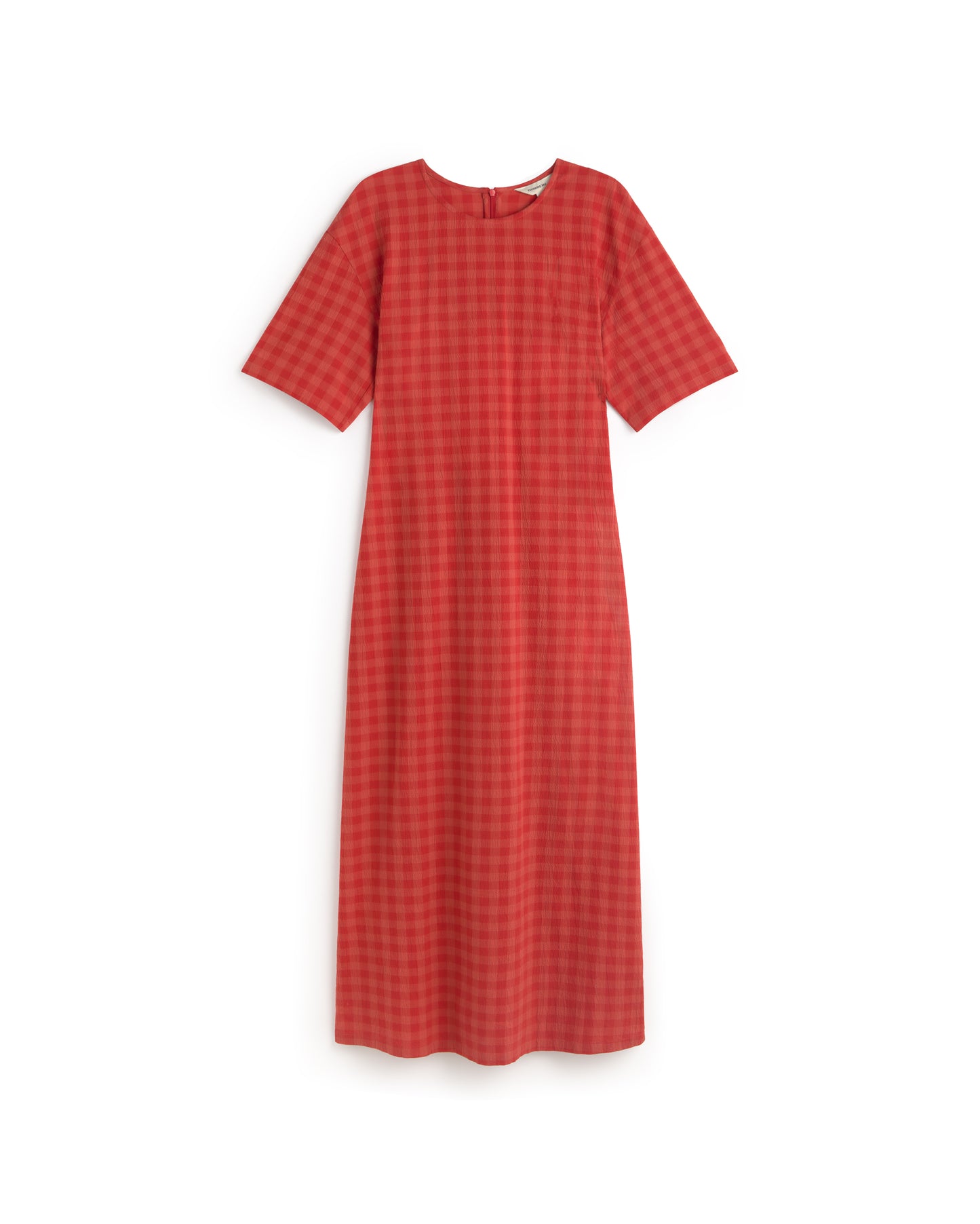 Vestido largo seersucker abertura espalda Kina sostenible silueta - 1