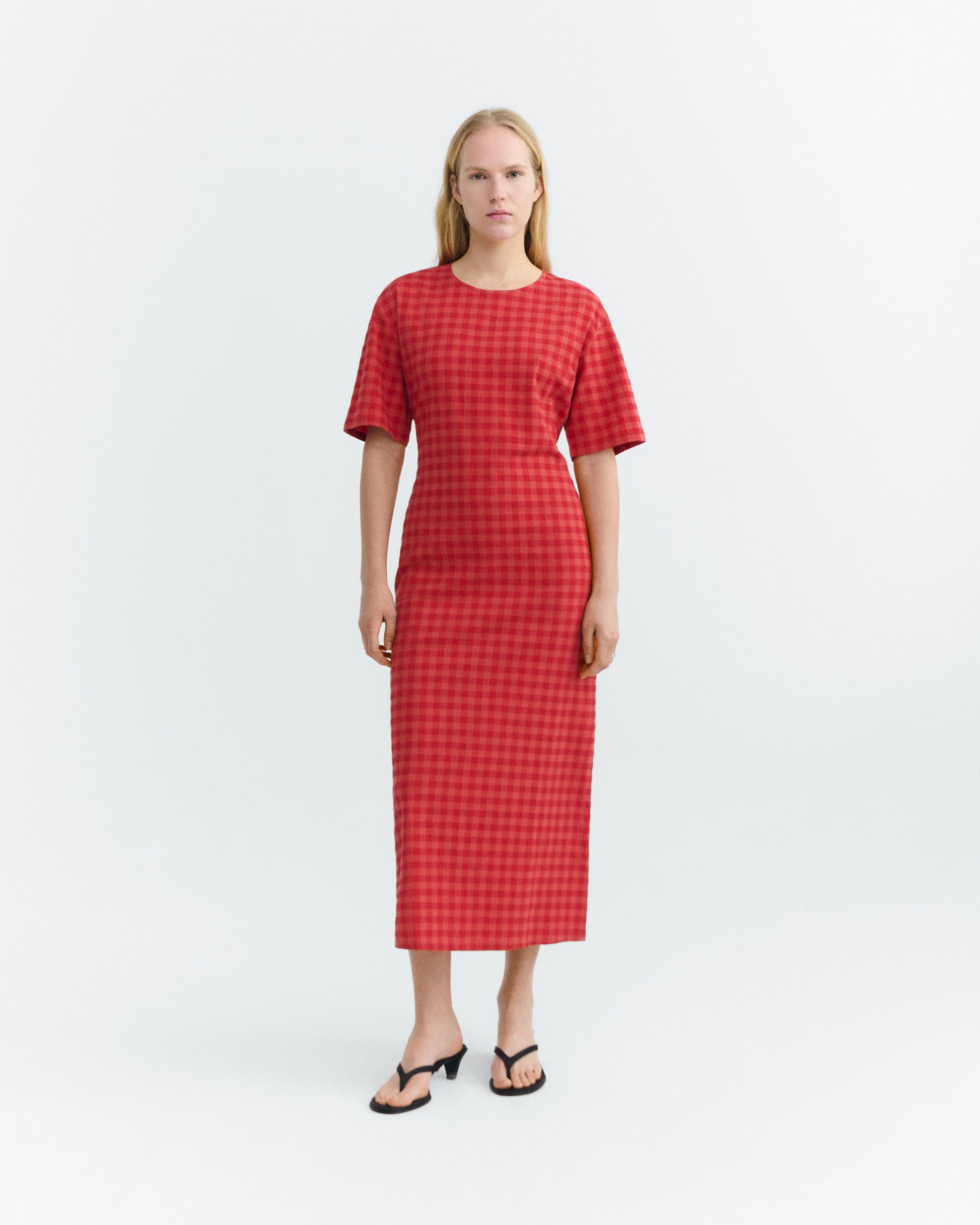 Vestido largo seersucker abertura espalda Kina sostenible - 1