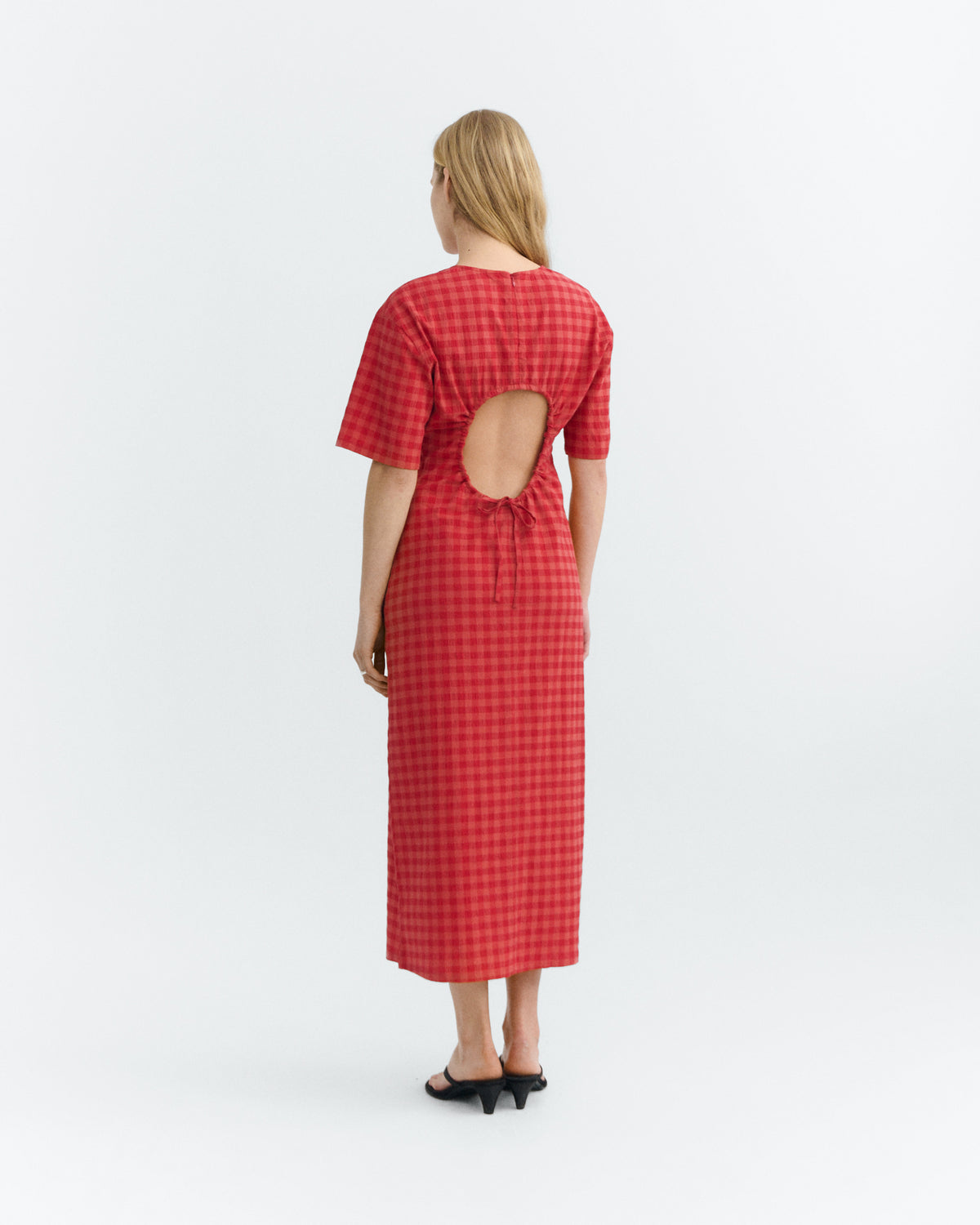 Vestido largo seersucker abertura espalda Kina sostenible - 3