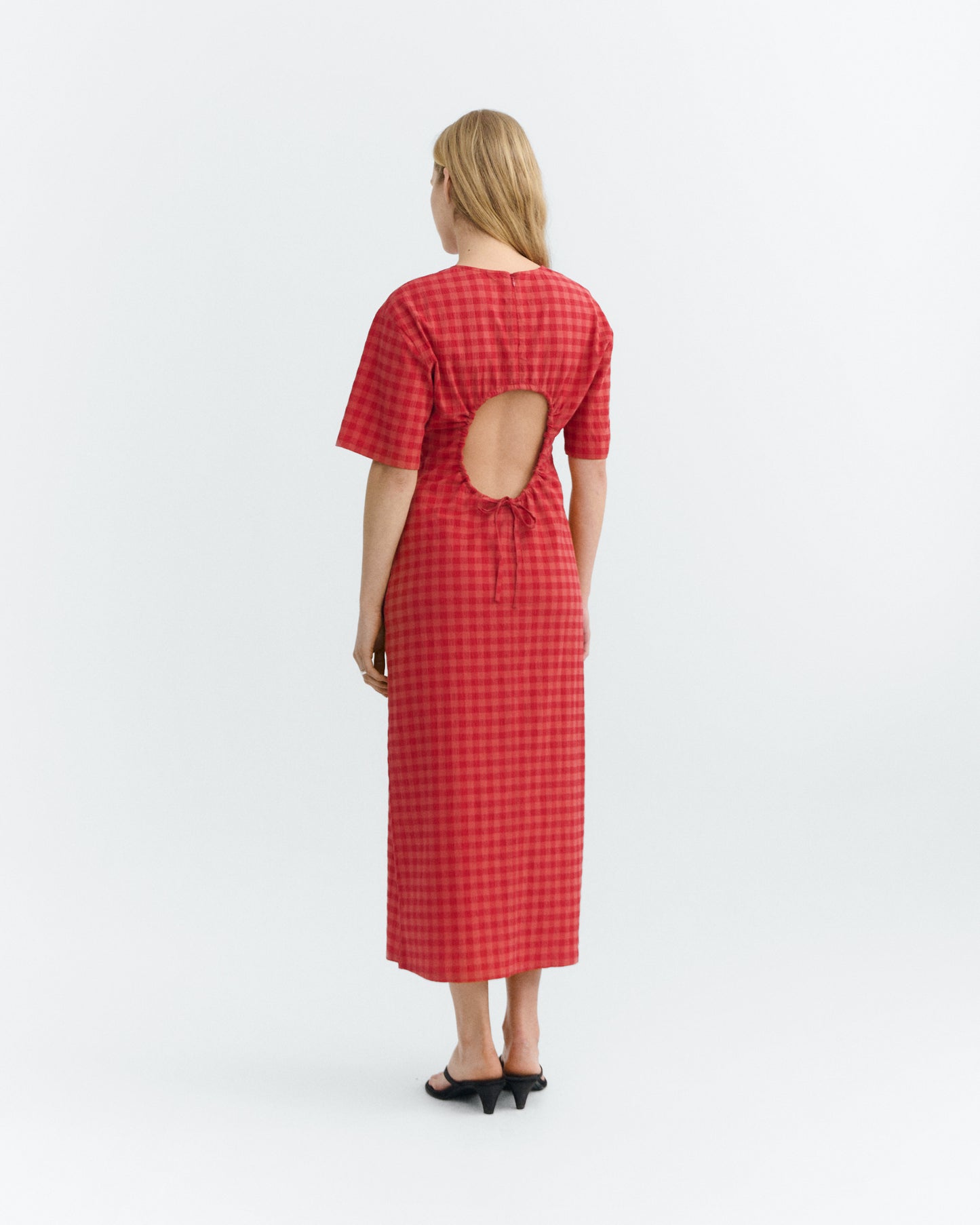 Vestido largo seersucker abertura espalda Kina sostenible - 3