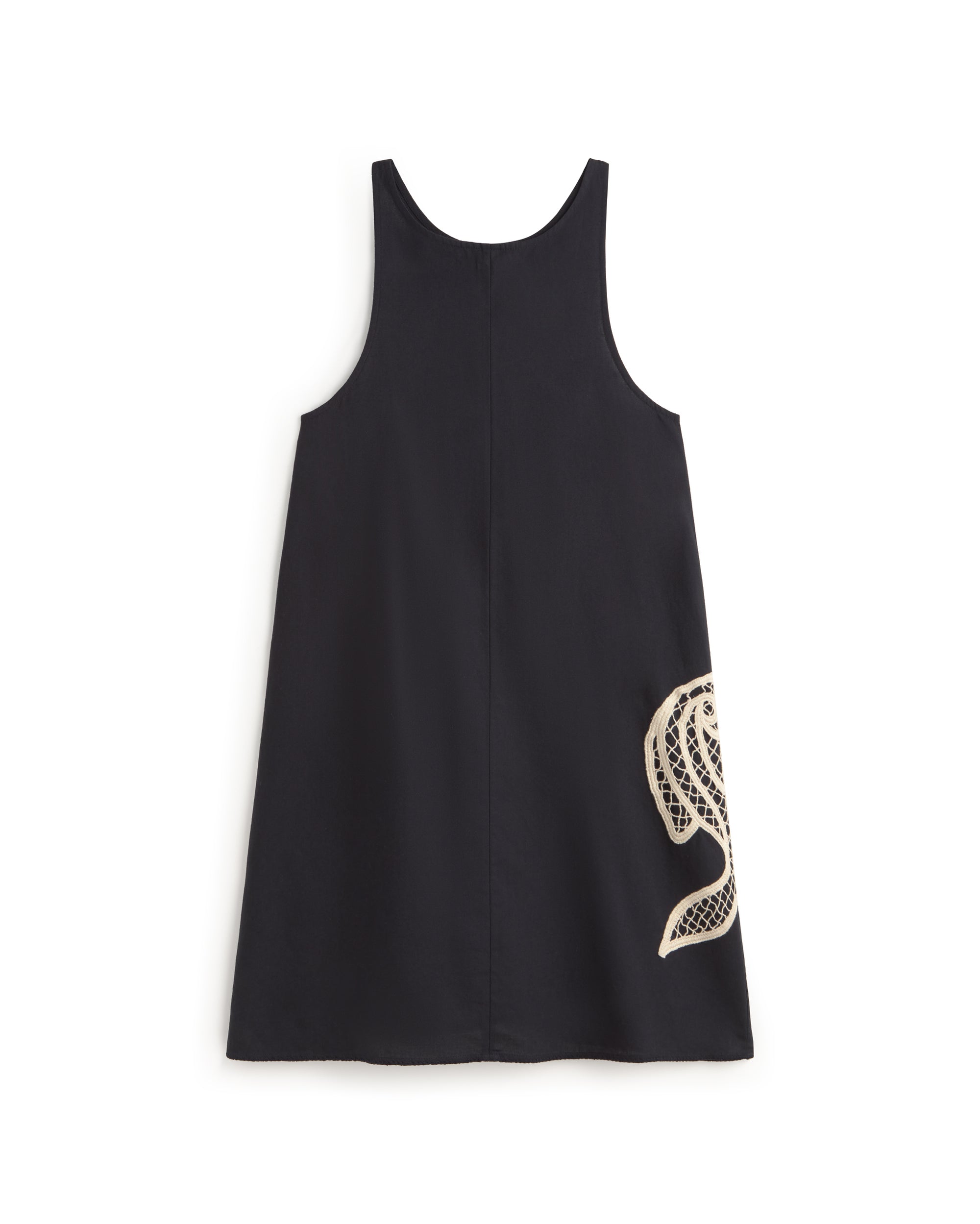Vestido corto bordado a mano fish Aniela sostenible silueta - 1