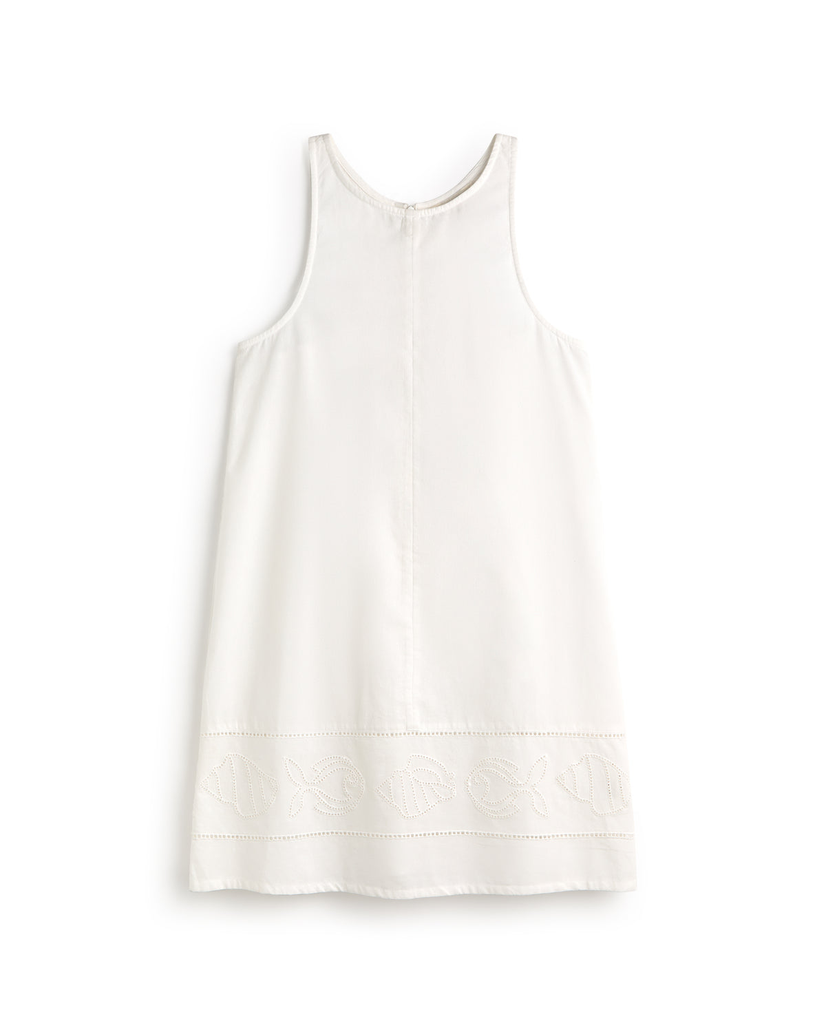 Vestido corto bordado blanco Aniela sostenible silueta - 1