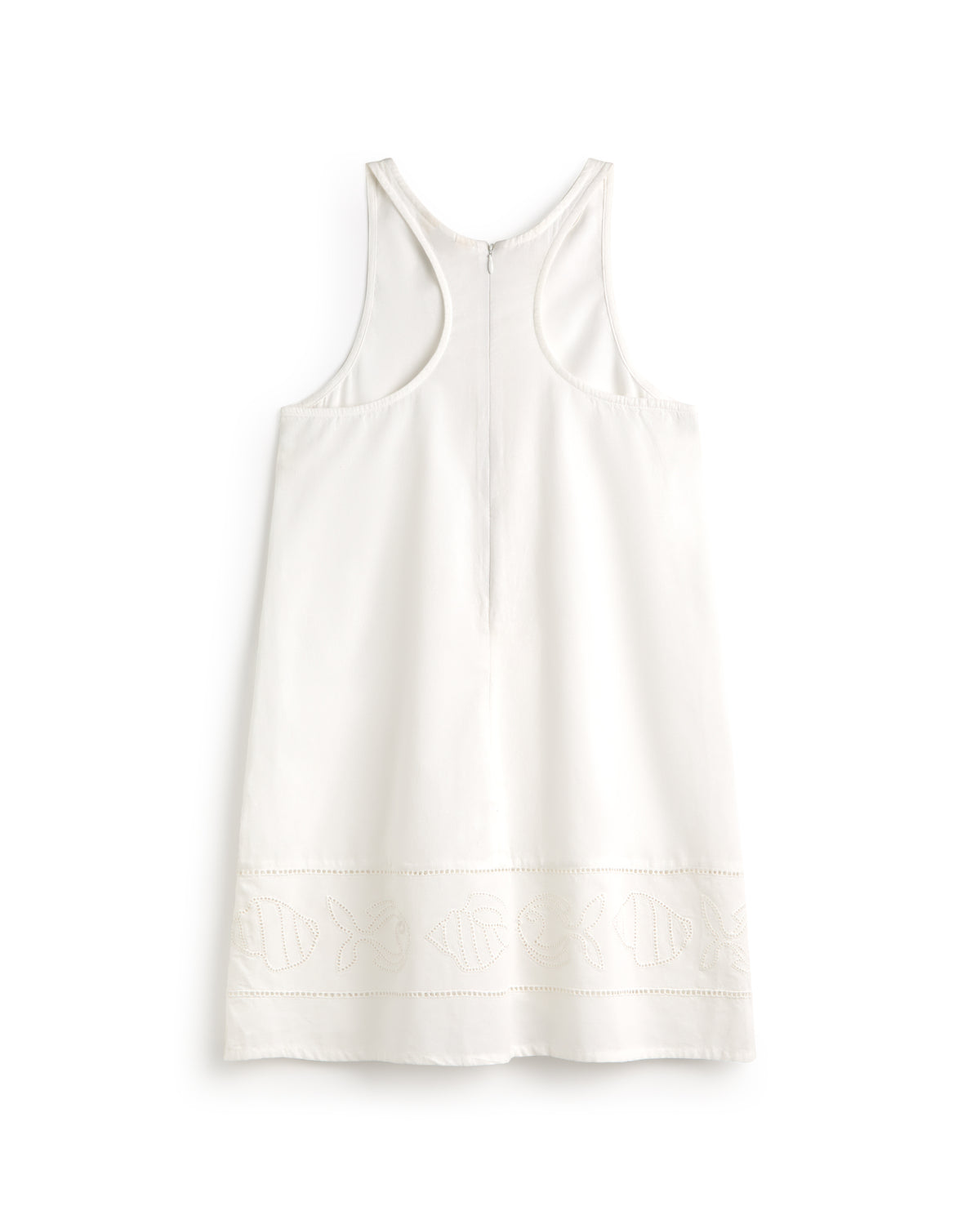 Vestido corto bordado blanco Aniela sostenible silueta - 3