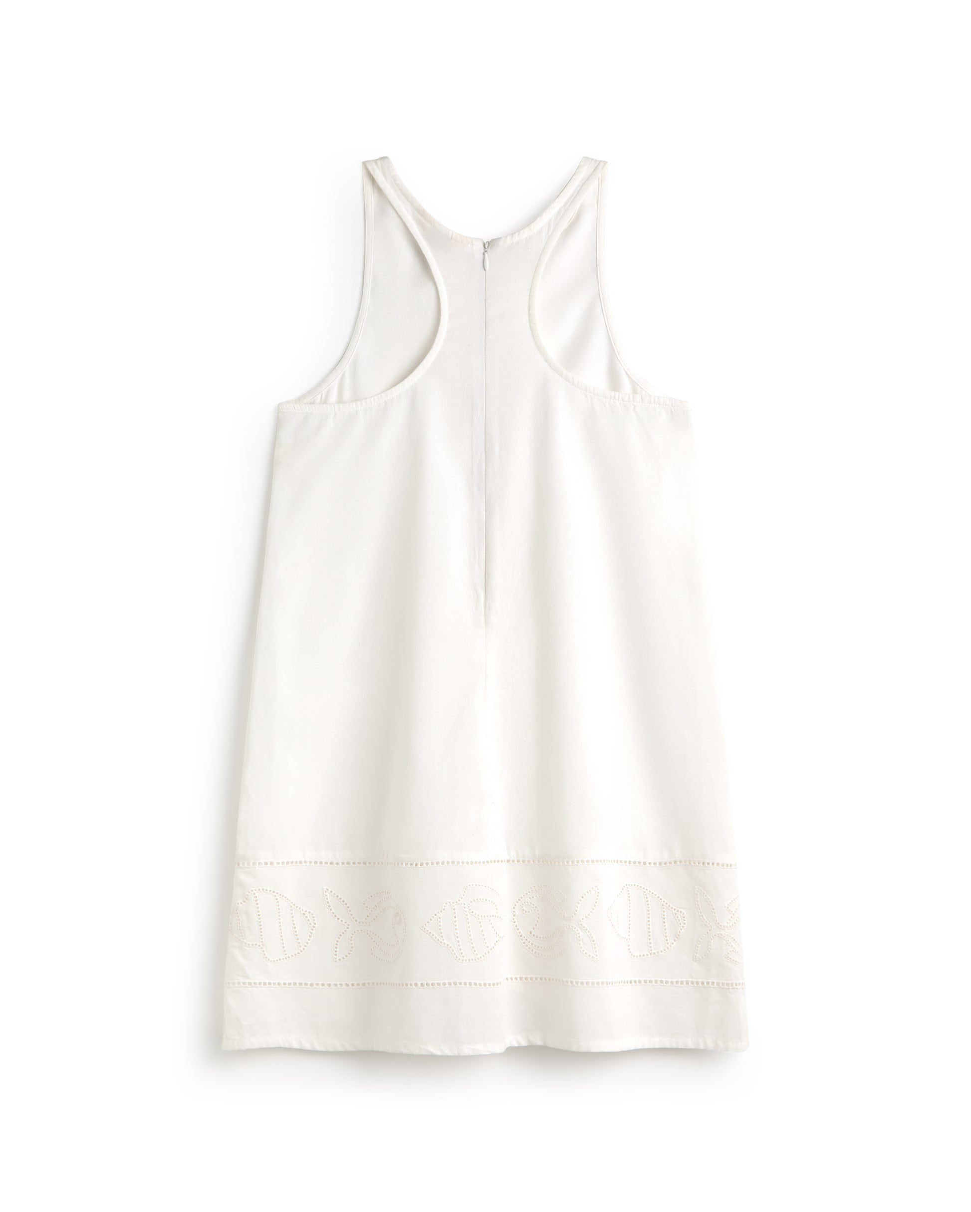 Vestido corto bordado blanco Aniela sostenible silueta - 3