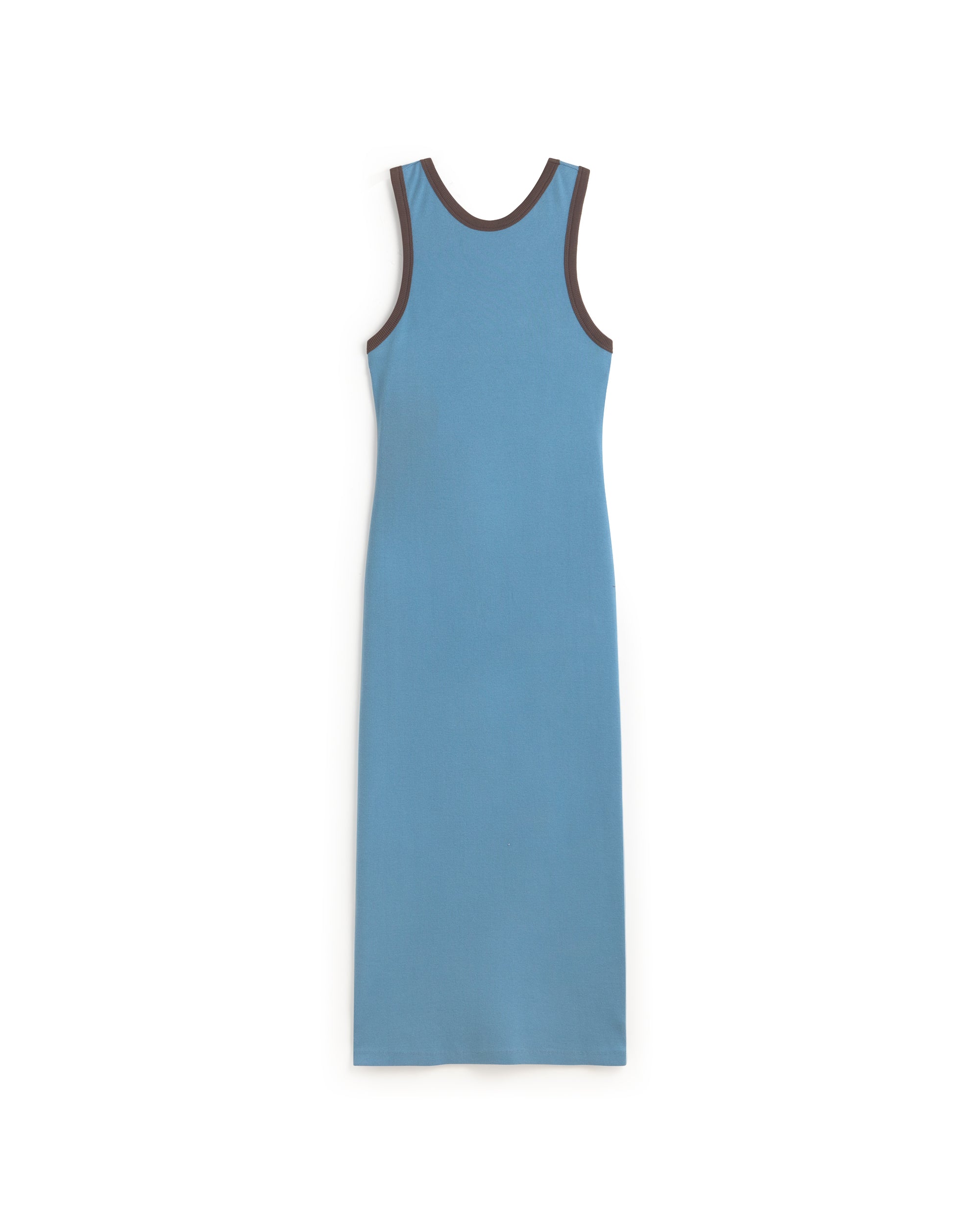 Vestido slim azul abertura espalda Doechi sostenible silueta - 1