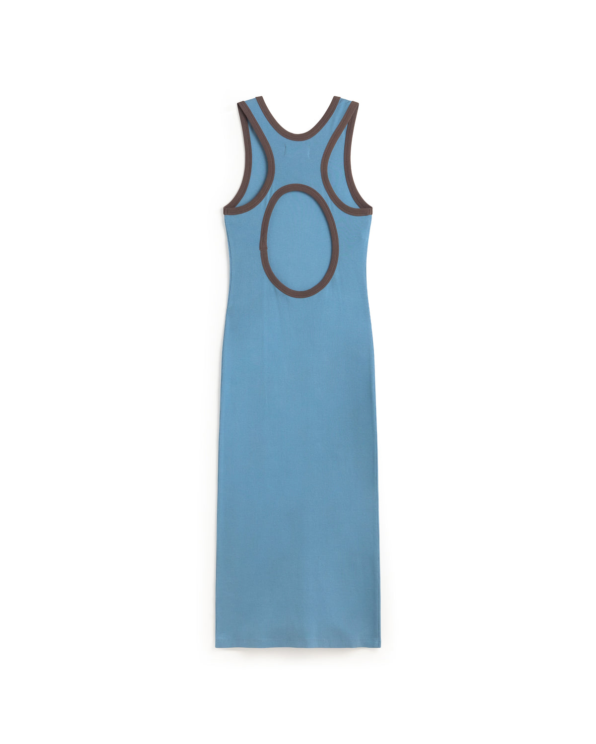 Vestido slim azul abertura espalda Doechi sostenible silueta - 3