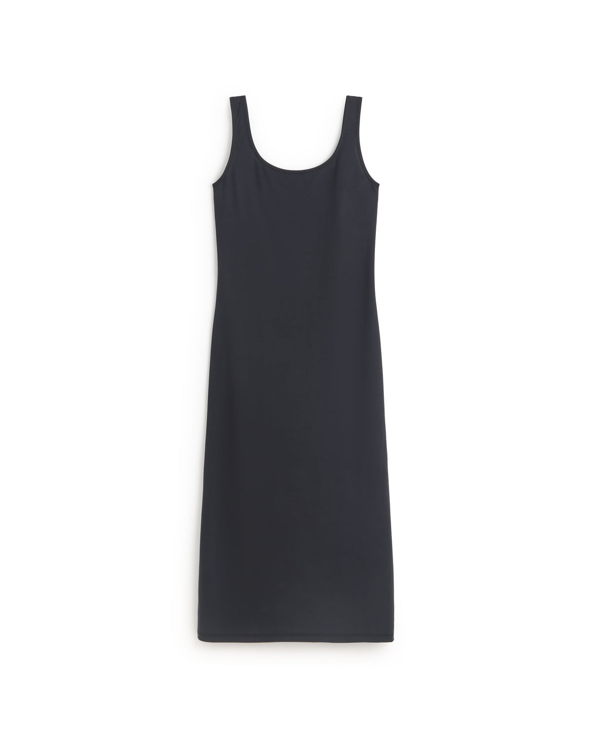 Vestido largo slim negro Adu sostenible silueta - 1