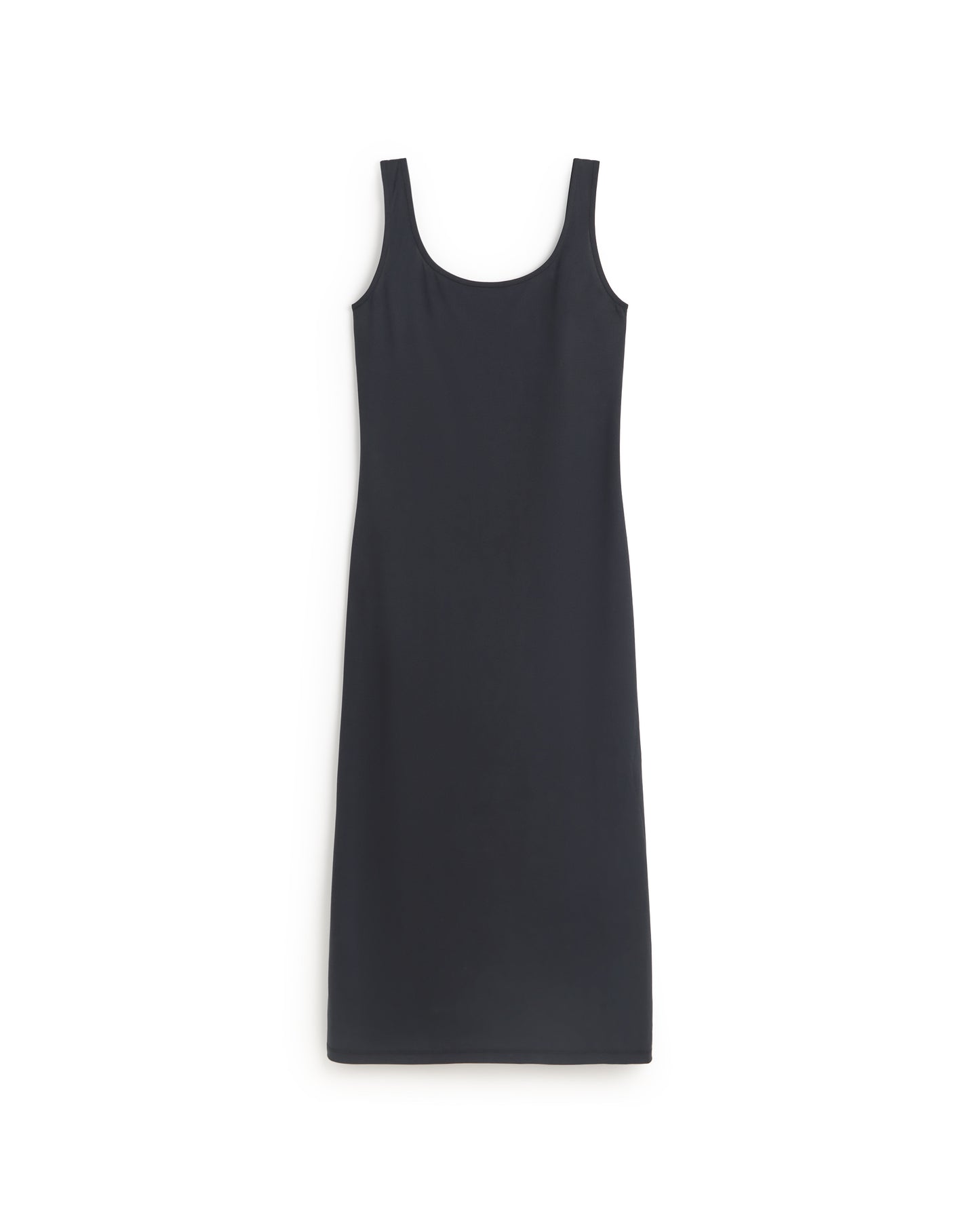 Vestido largo slim negro Adu sostenible silueta - 1