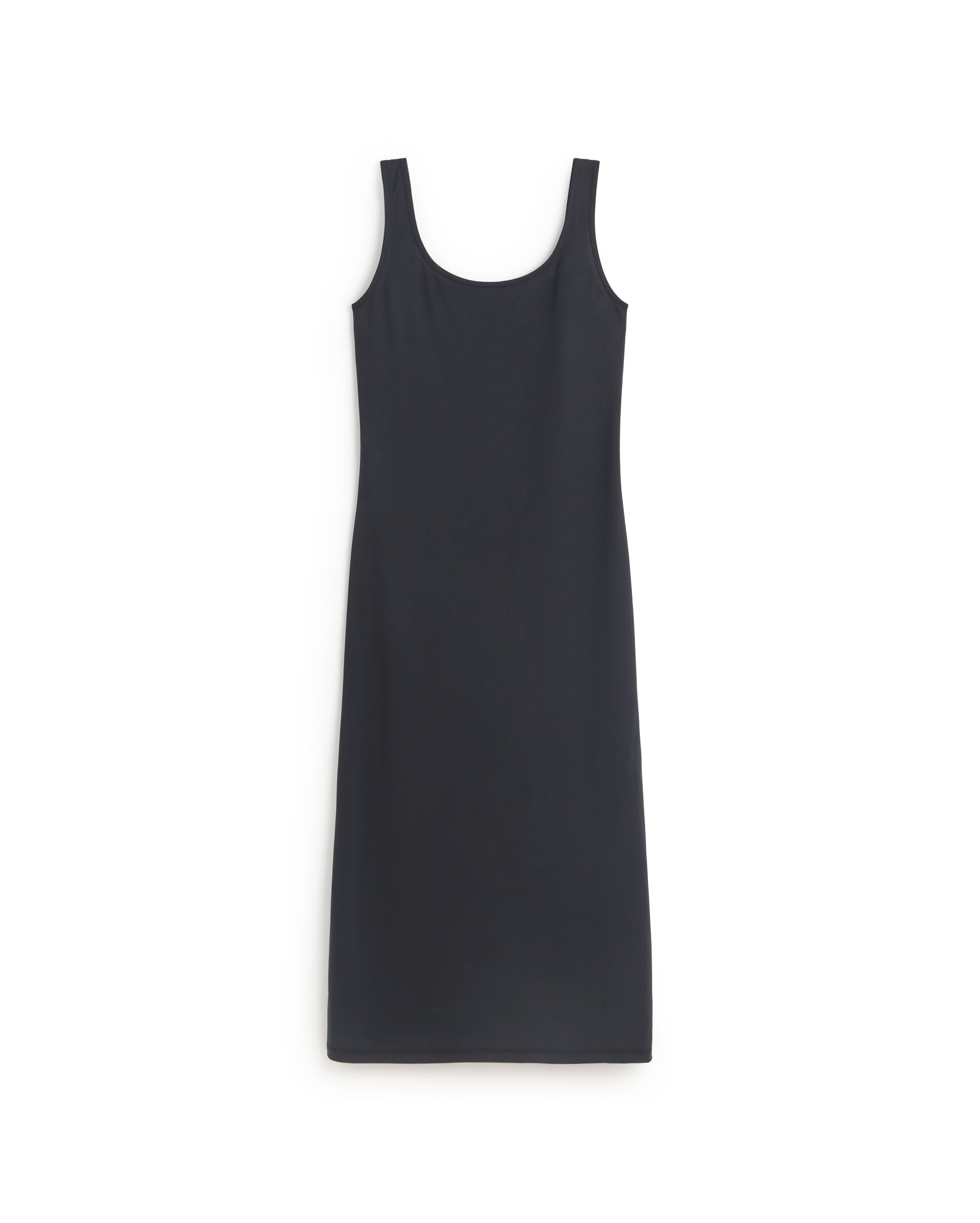 Vestido largo slim negro Adu sostenible silueta - 1