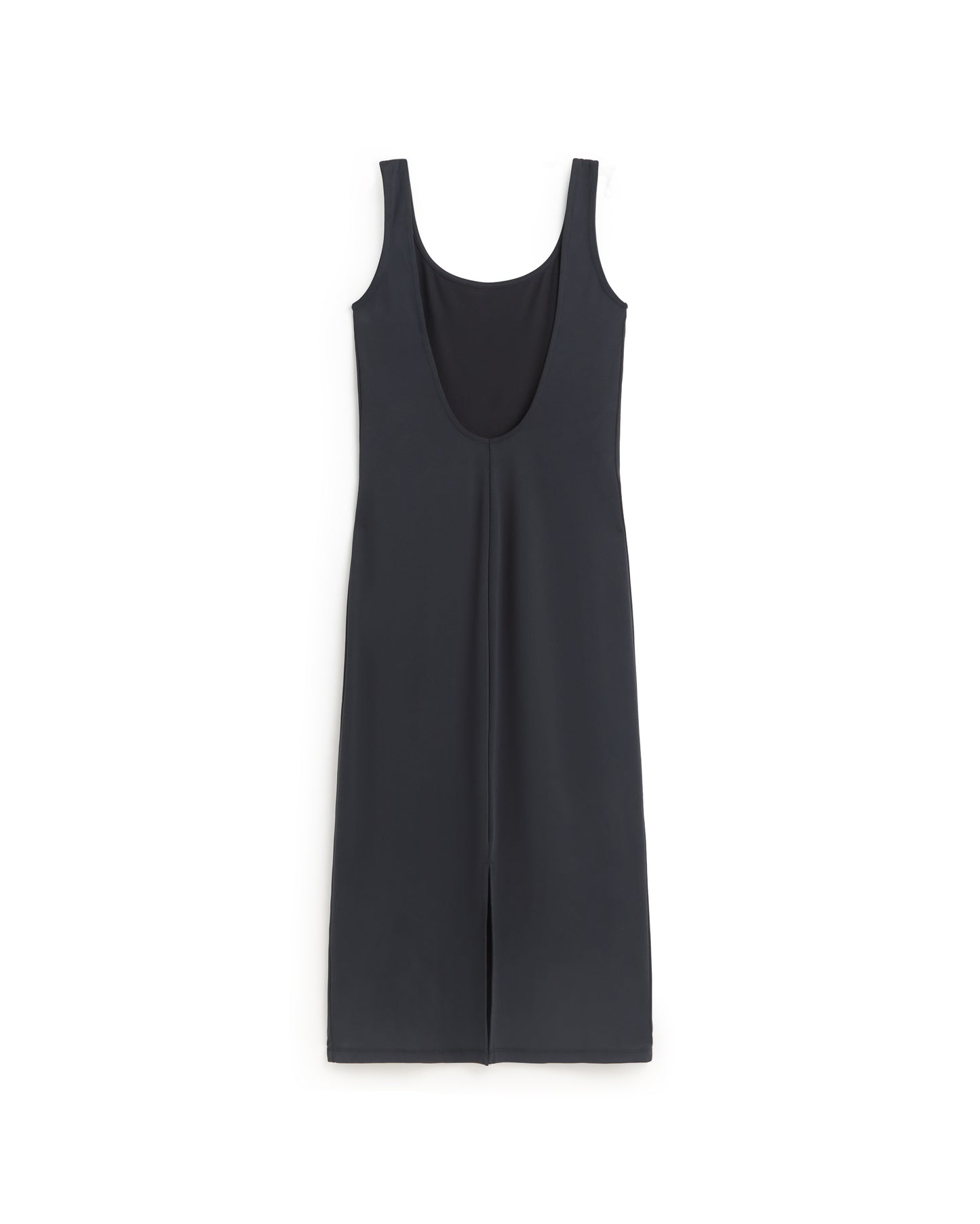 Vestido largo slim negro Adu sostenible silueta - 3