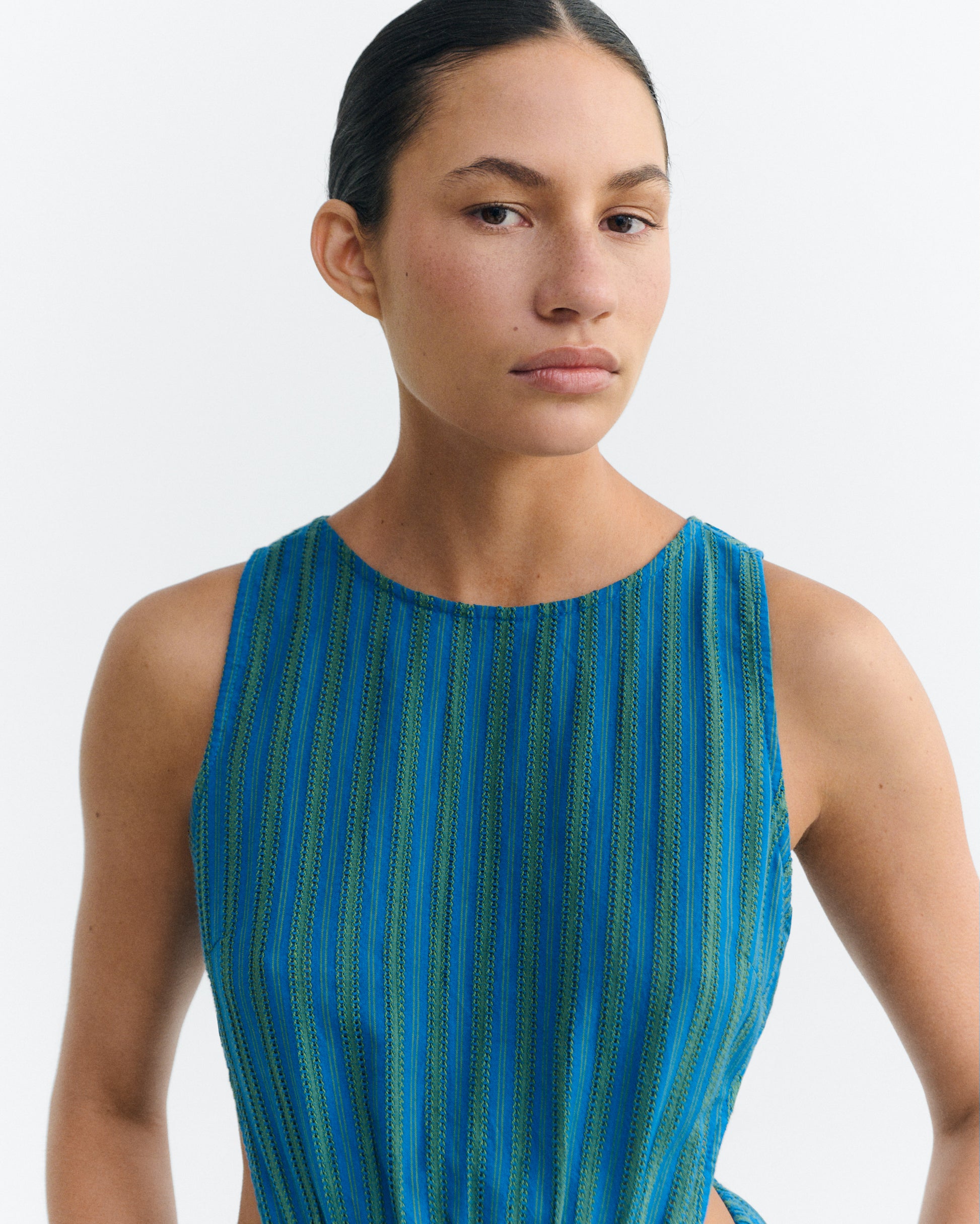 Women's Midi Striped Dress Windsor Kin | Thinking Mu Women's Midi Striped Dress Windsor Kin | Thinking Mu