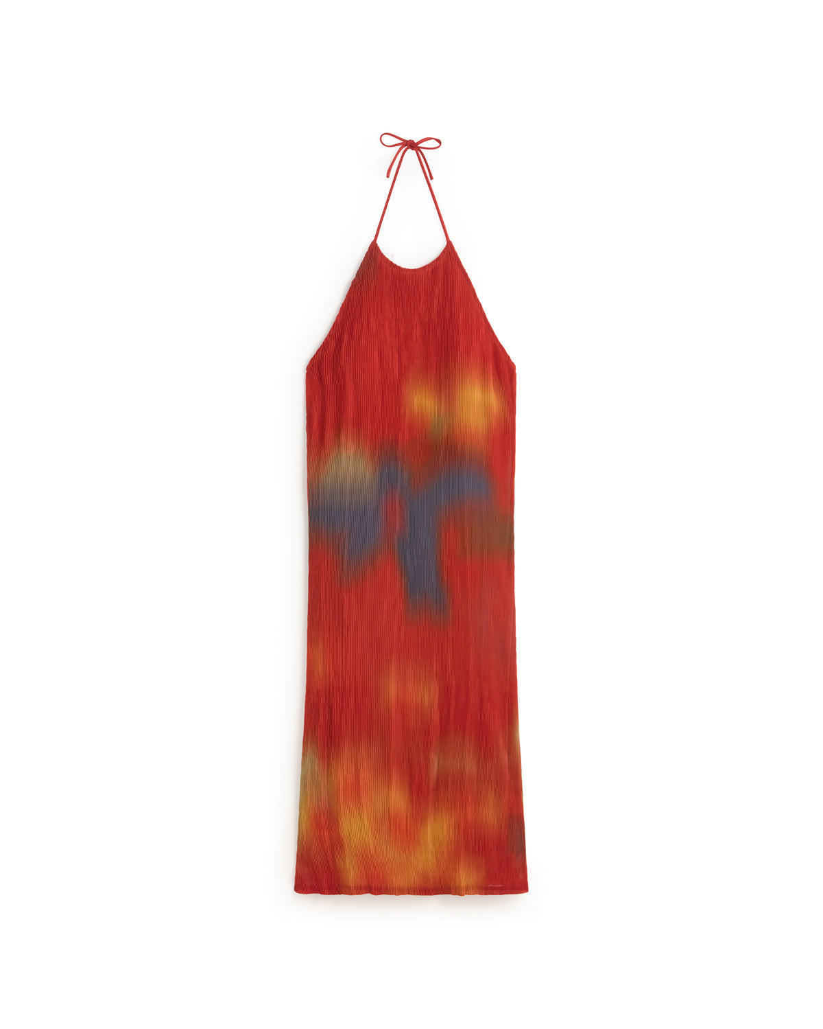 Vestido midi plisado rojo flowers Miriam sostenible silueta - 1