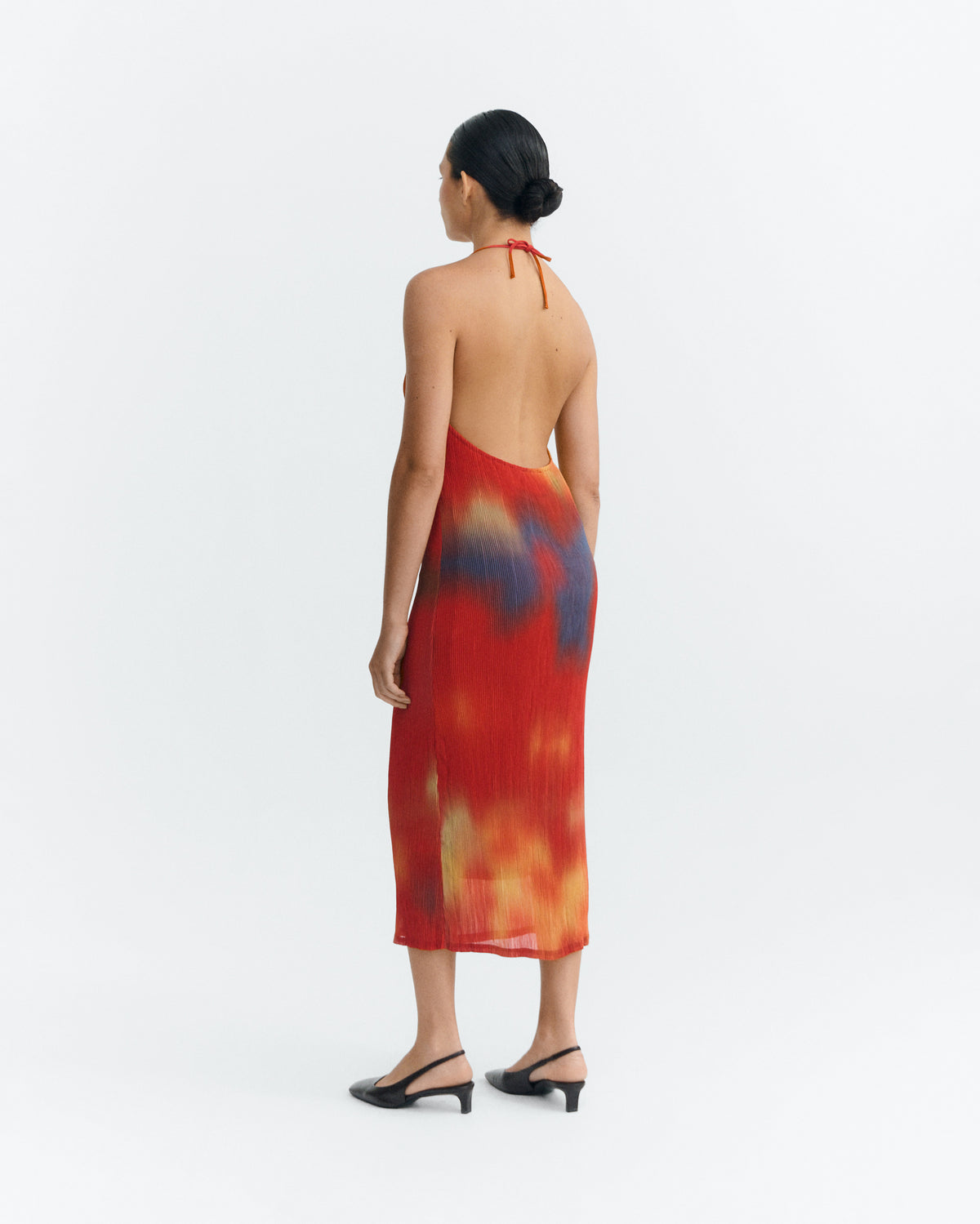 Vestido midi plisado rojo flowers Miriam sostenible - 5