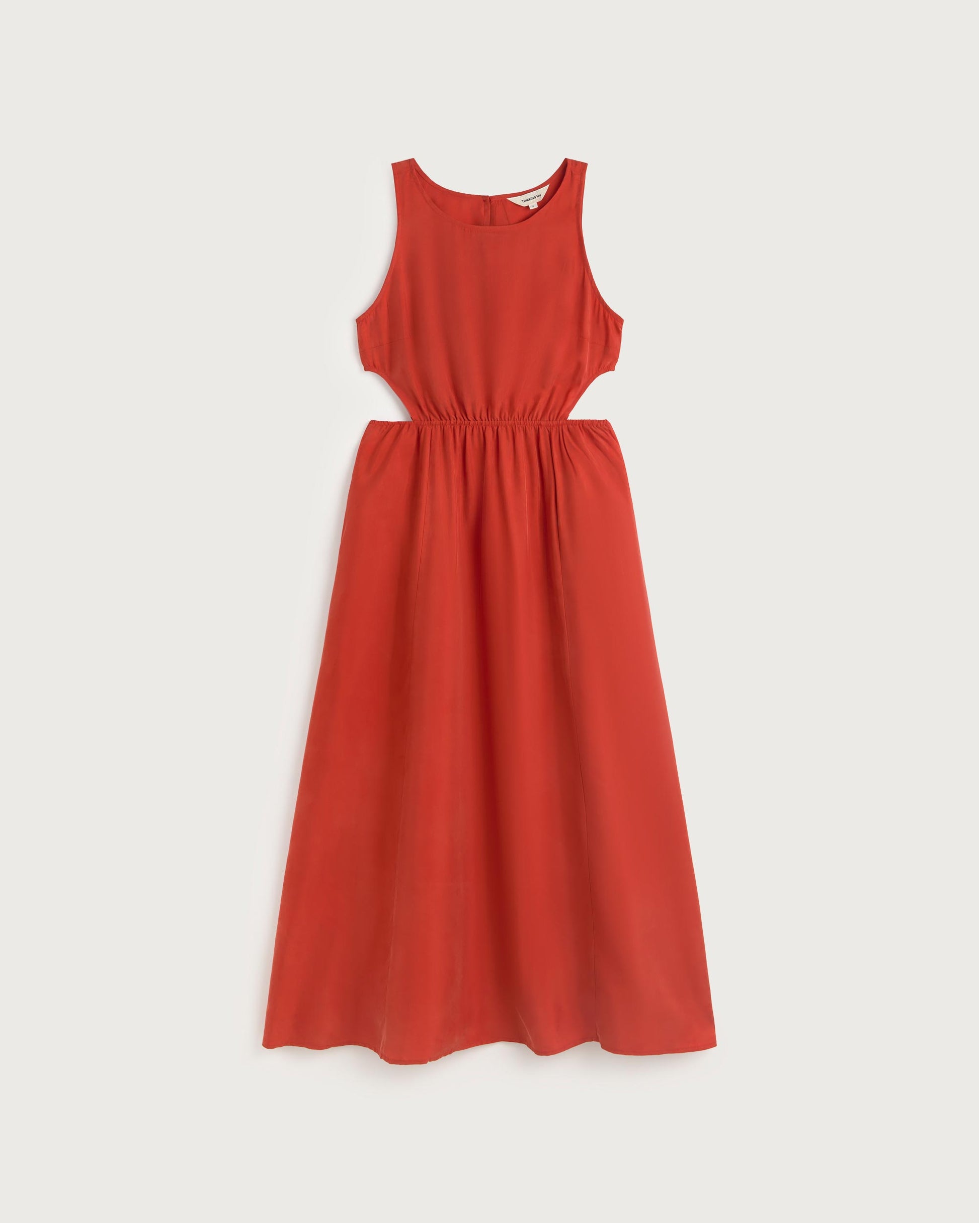 Vestido midi rojo cupro Kin sostenible silueta - 1