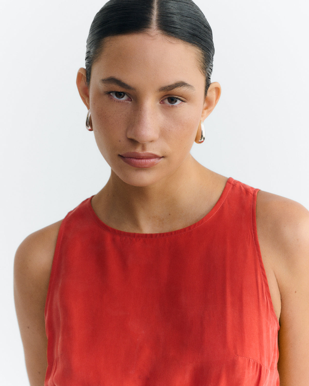 Vestido midi rojo cupro Kin sostenible - 4