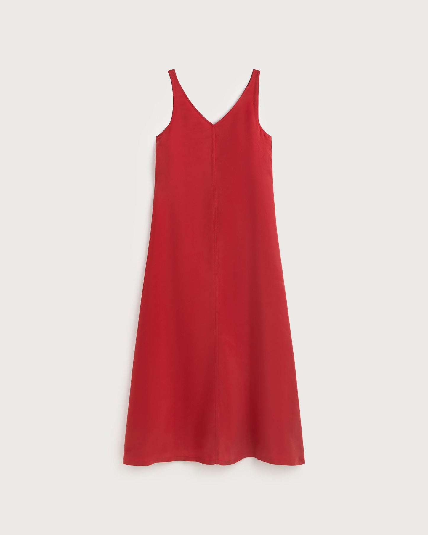 Vestido largo rojo cupro Sade sostenible silueta - 1