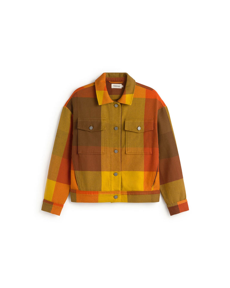 Chaqueta cuadros marrón Frans sostenible silueta - 1