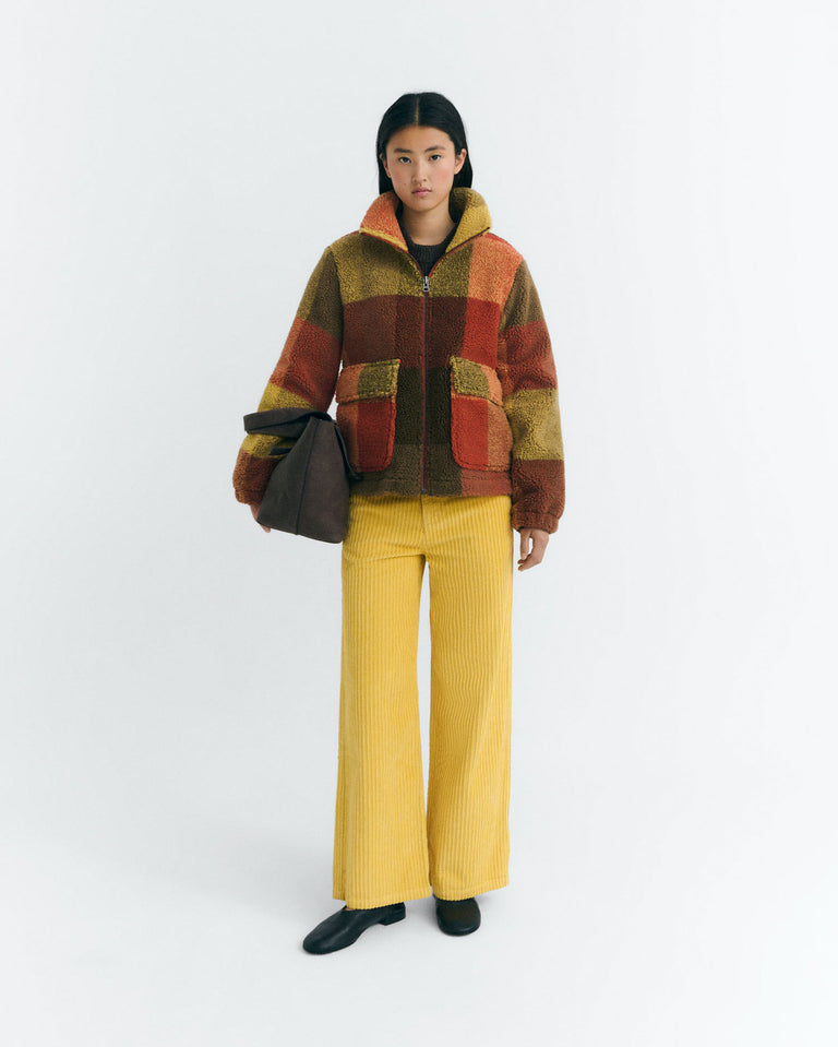 Chaqueta borreguito marrón cuadros Sophie sostenible - 2