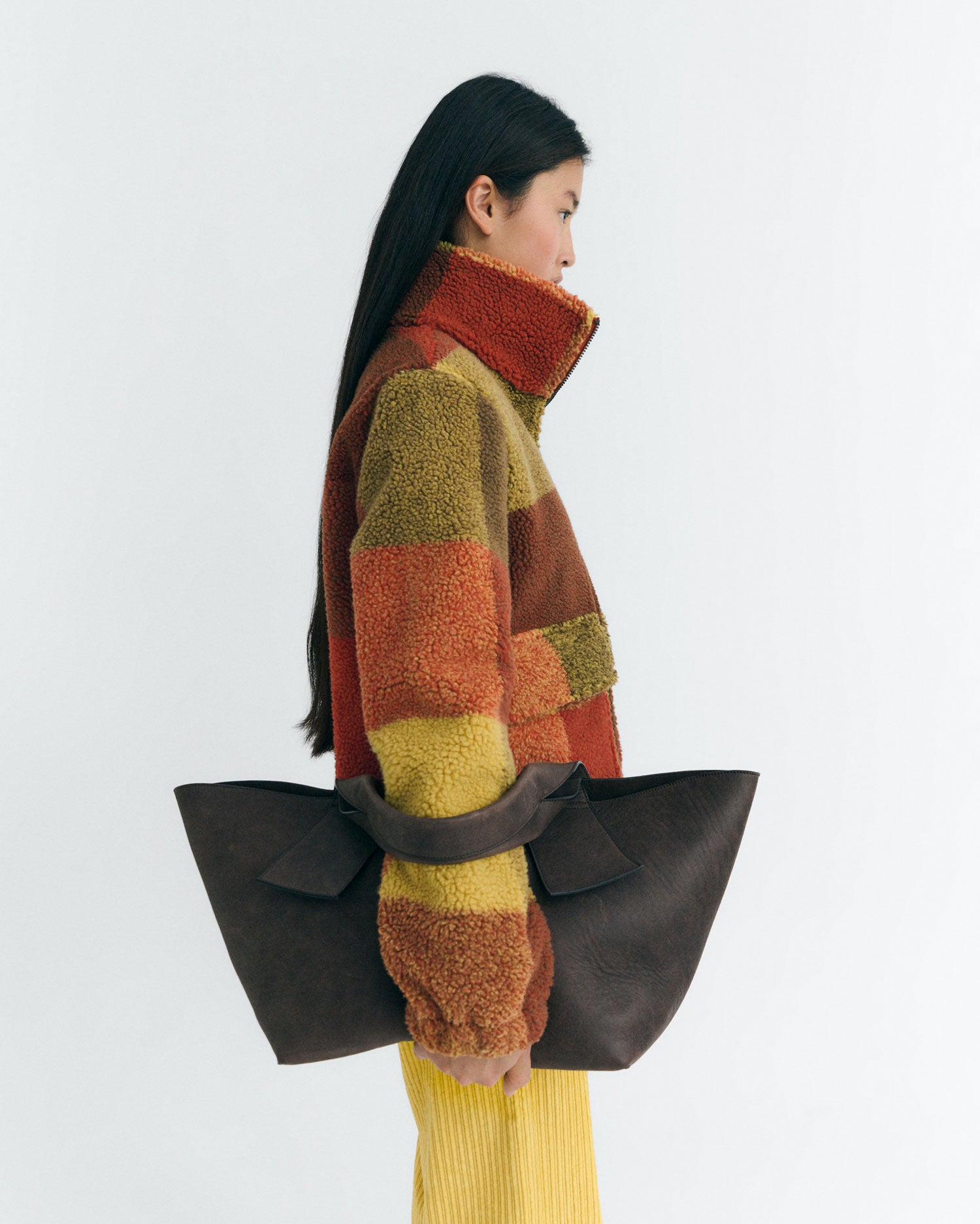 Chaqueta borreguito marrón cuadros Sophie sostenible - 3