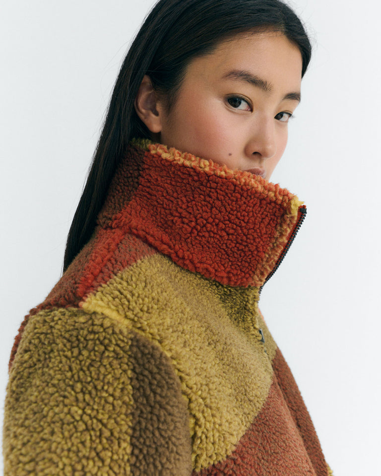 Chaqueta borreguito marrón cuadros Sophie sostenible - 4