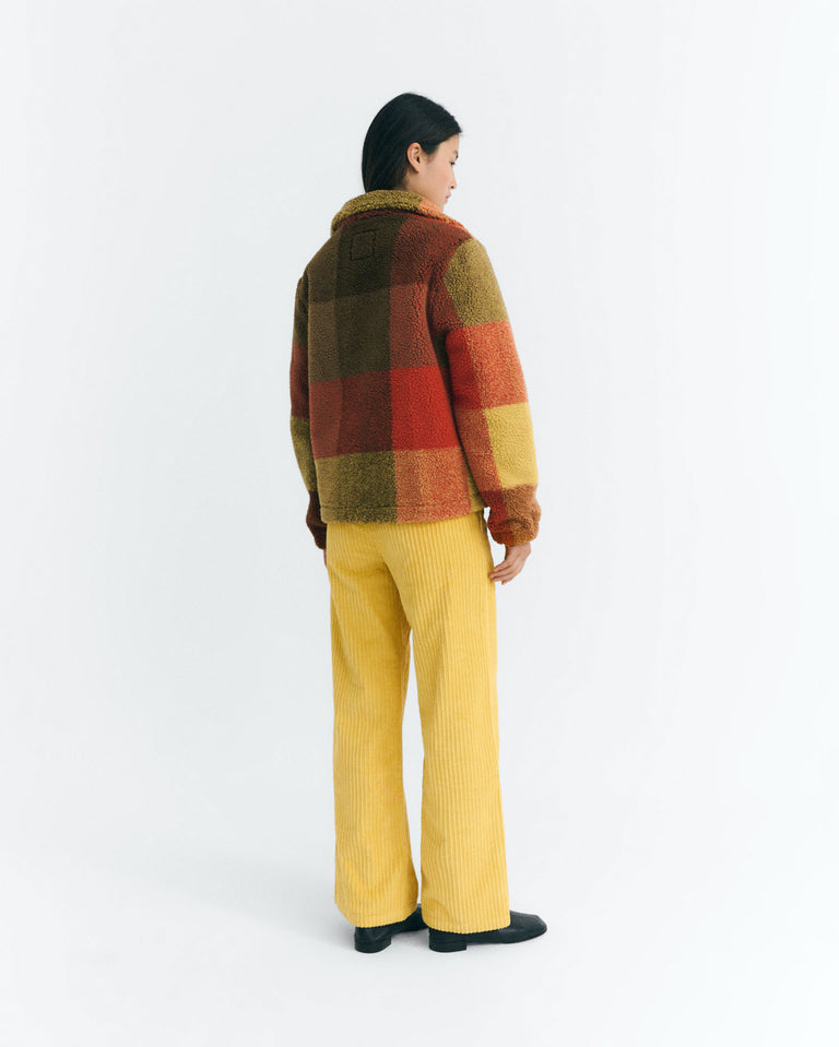 Chaqueta borreguito marrón cuadros Sophie sostenible - 5