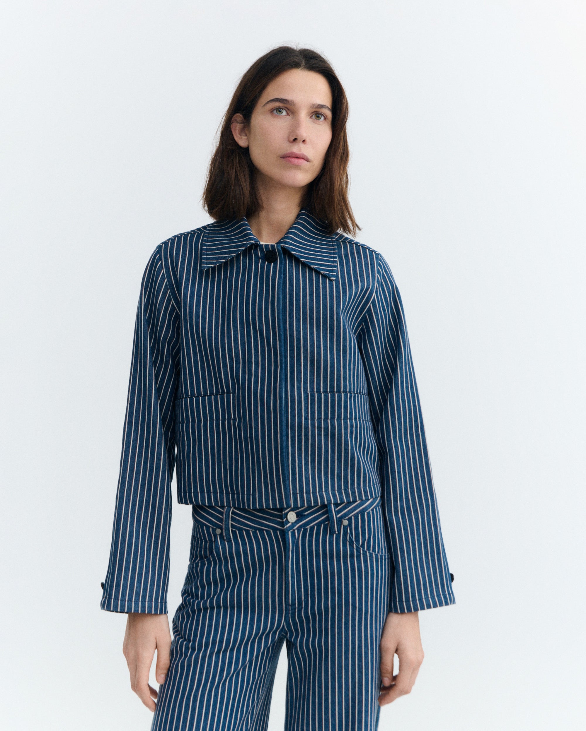 Astrid Women's Natural Dye Striped Jacket - Thinking Mu