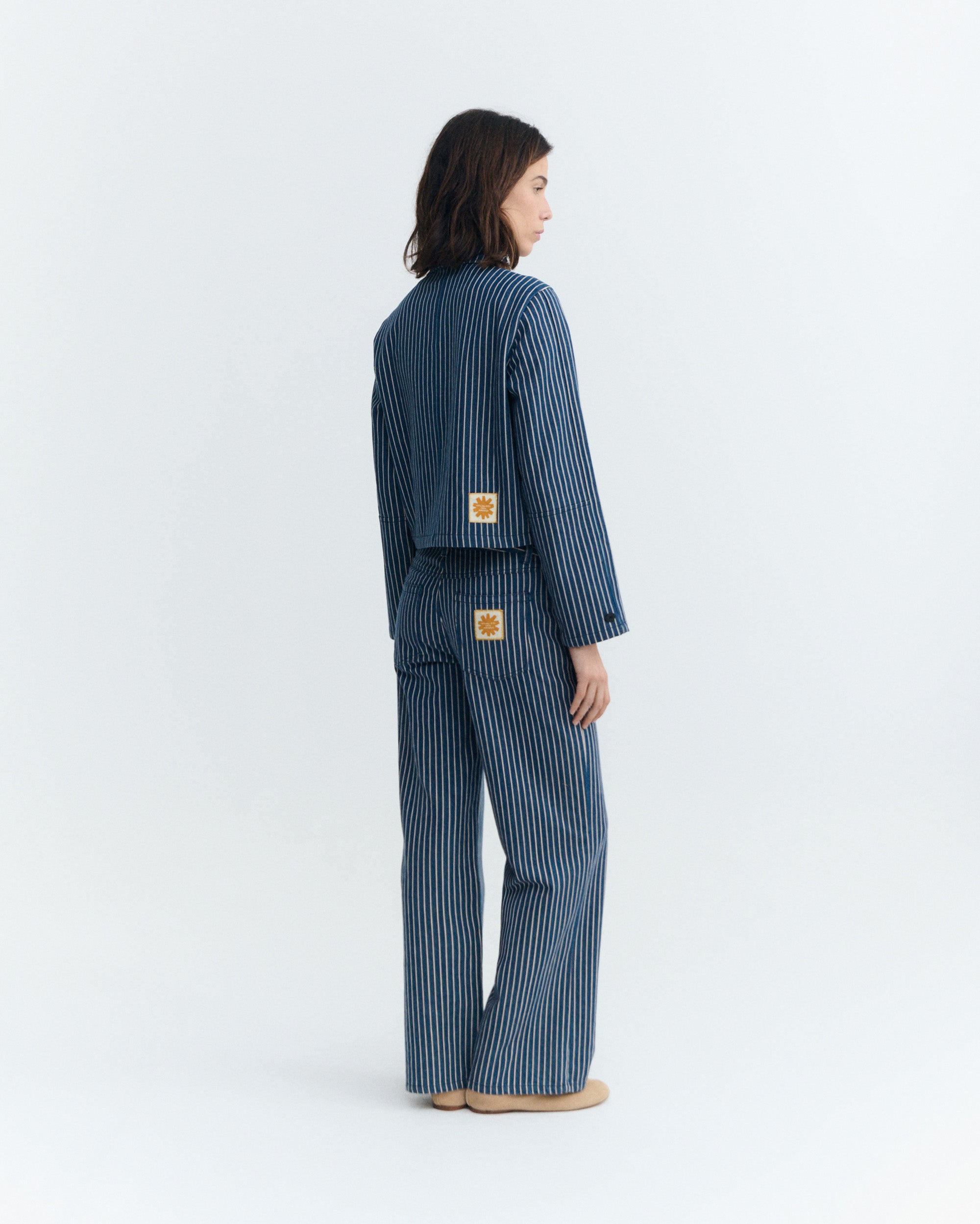Astrid Women's Natural Dye Striped Jacket - Thinking Mu