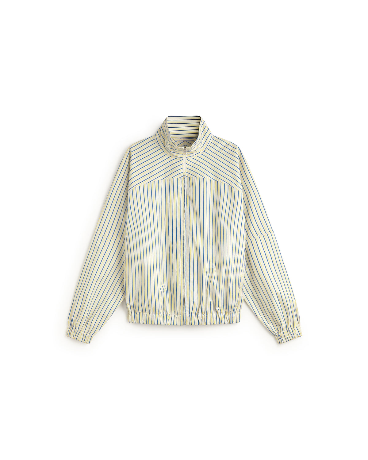 Chaqueta bomber rayas amarillas y azul Monica sostenible silueta - 1