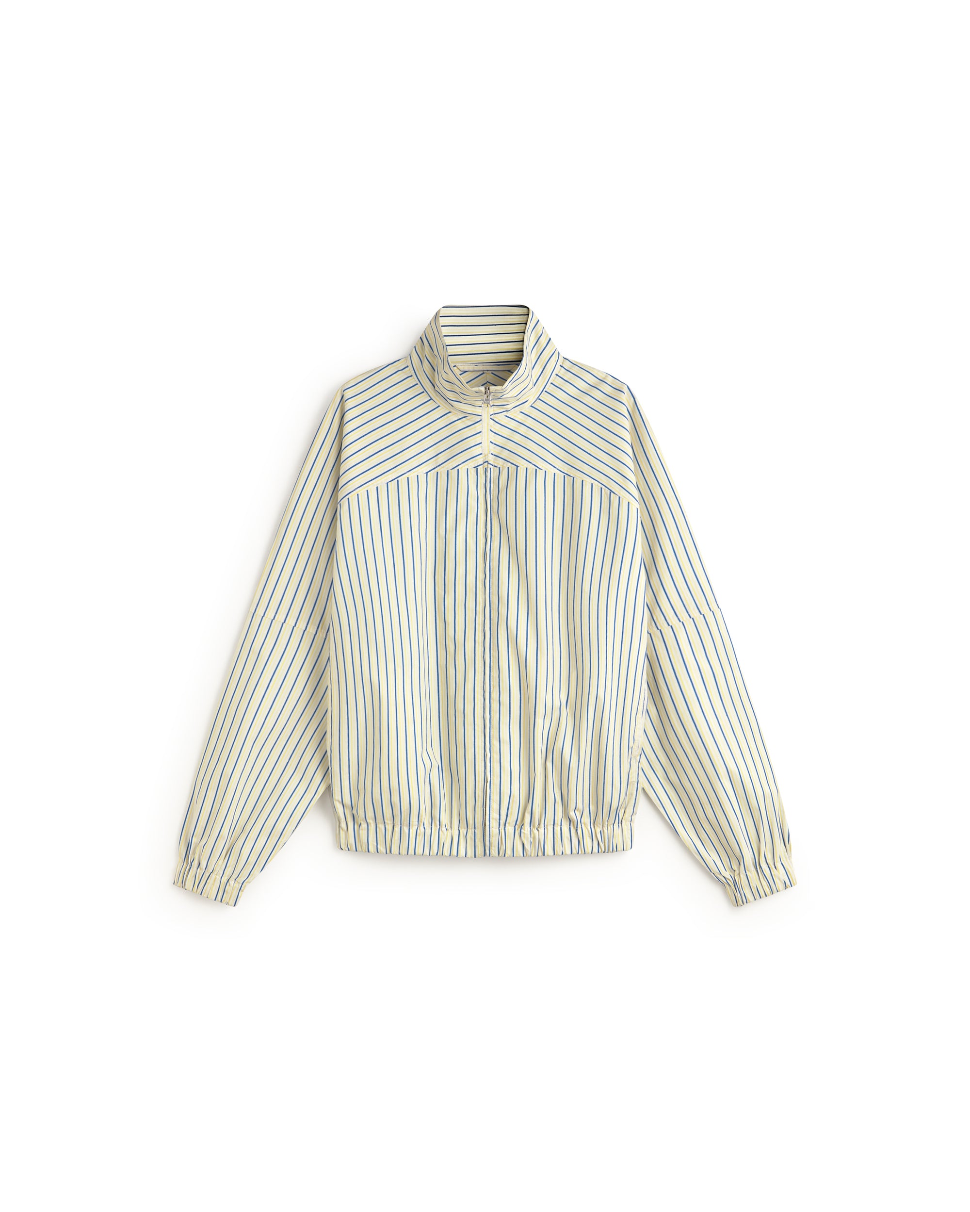 Chaqueta bomber rayas amarillas y azul Monica sostenible silueta - 1