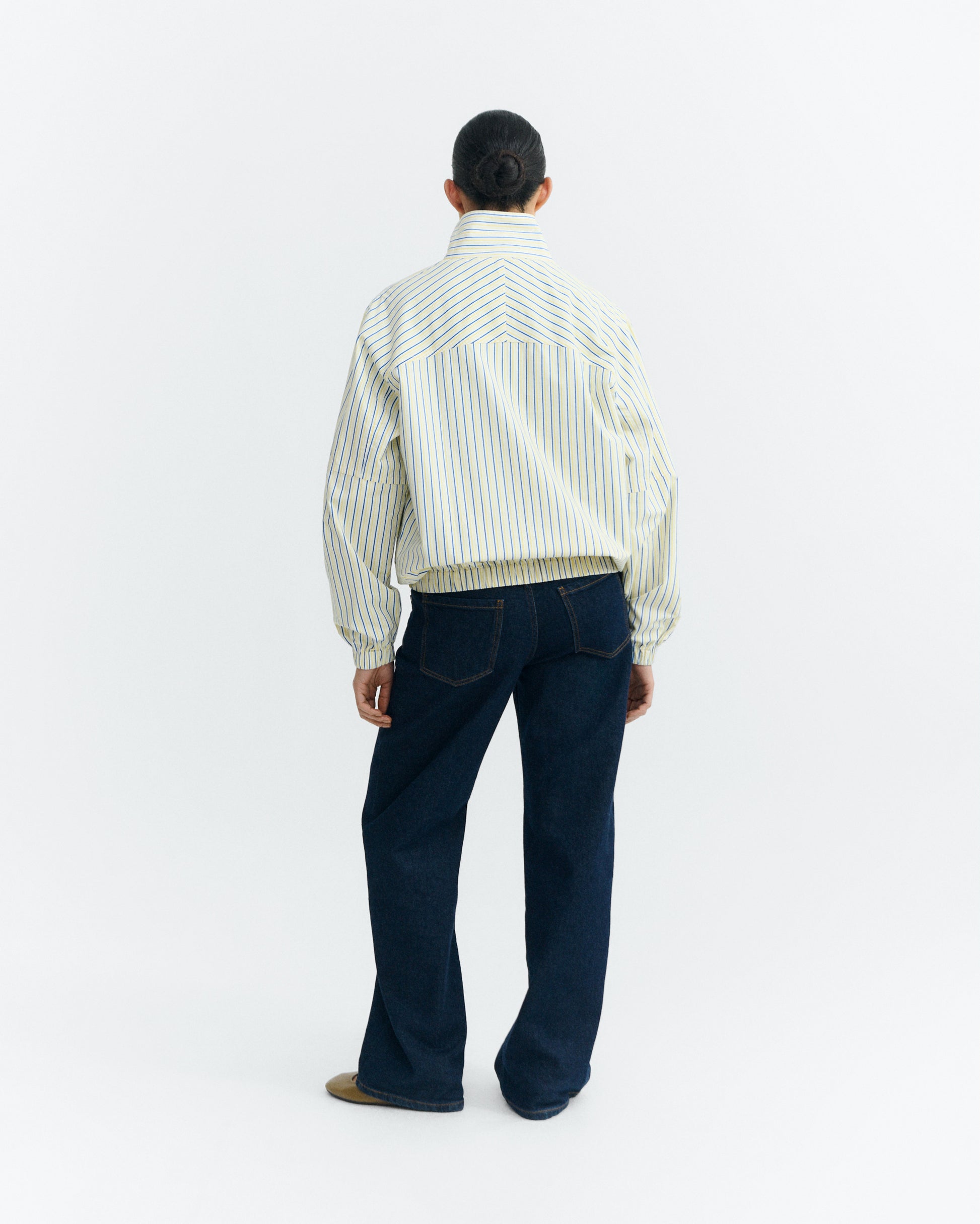 Chaqueta bomber rayas amarillas y azul Monica sostenible - 4