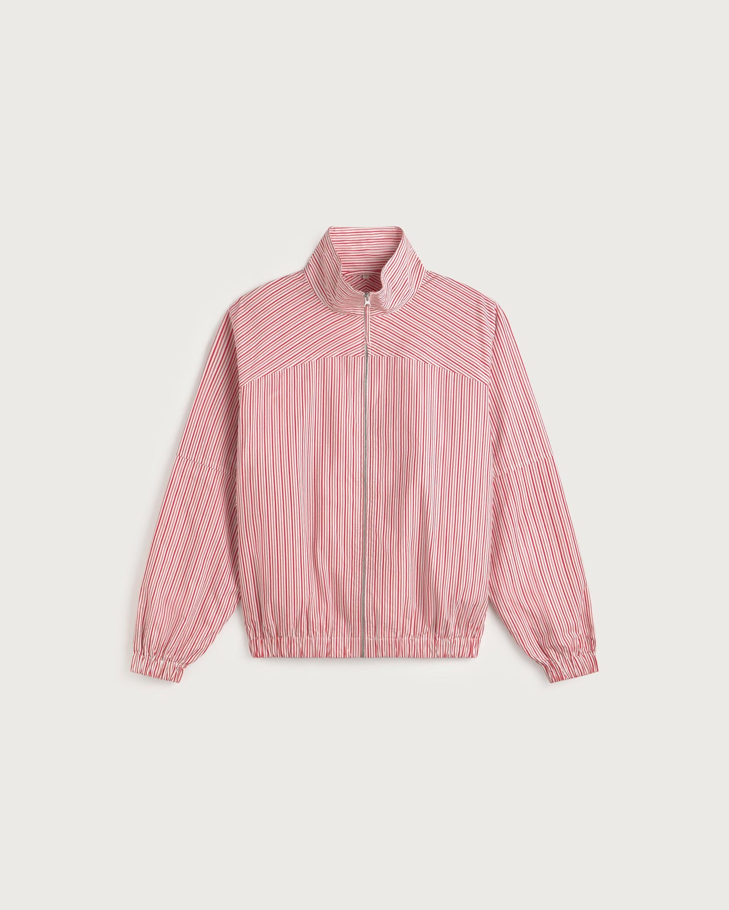 Chaqueta bomber rayas rosa y roja Monica sostenible silueta - 1