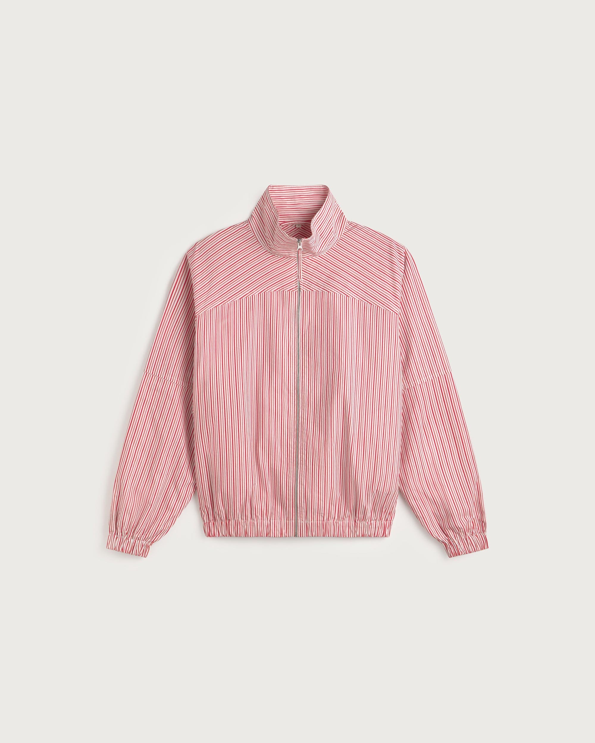 Chaqueta bomber rayas rosa y roja Monica sostenible silueta - 1