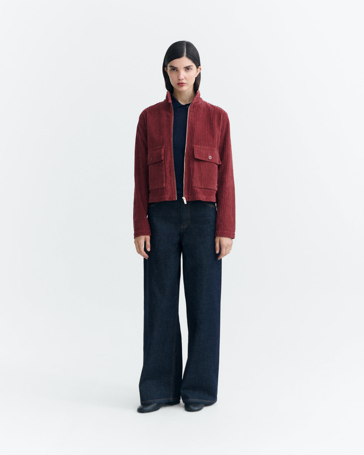 Chaqueta pana roja Delia sostenible - 1